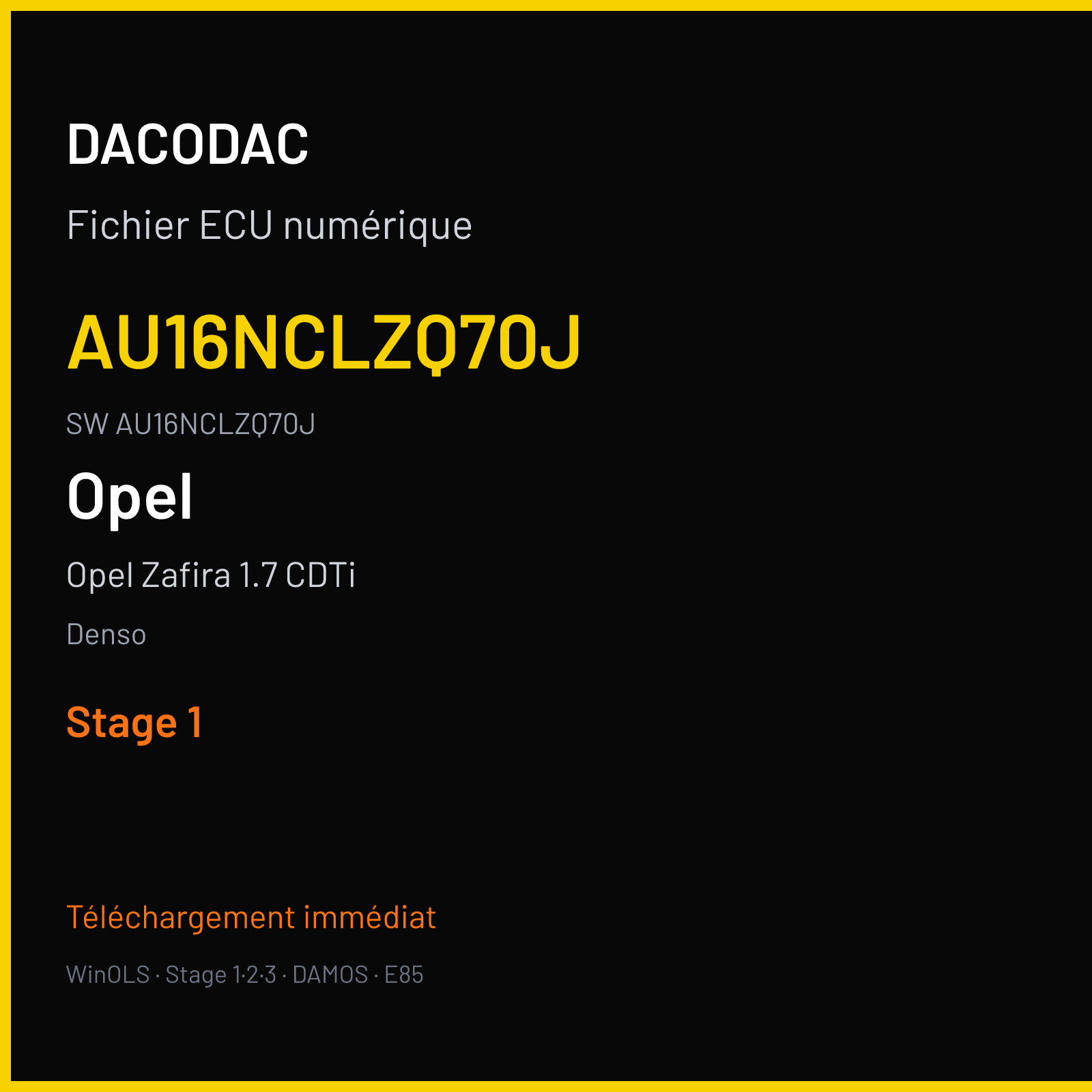 Opel Zafira 1.7 CDTi 110 ch (2012) — Denso — AU16NCLZQ70J · AU16NCLZQ70J — Stage 1