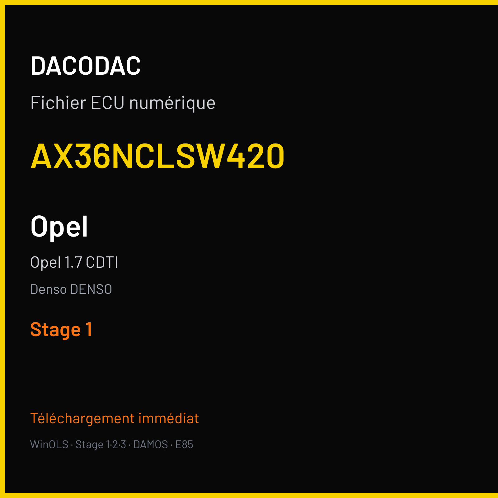 Opel 1.7 CDTI (2010) — Denso DENSO — AX36NCLSW420 — Stage 1