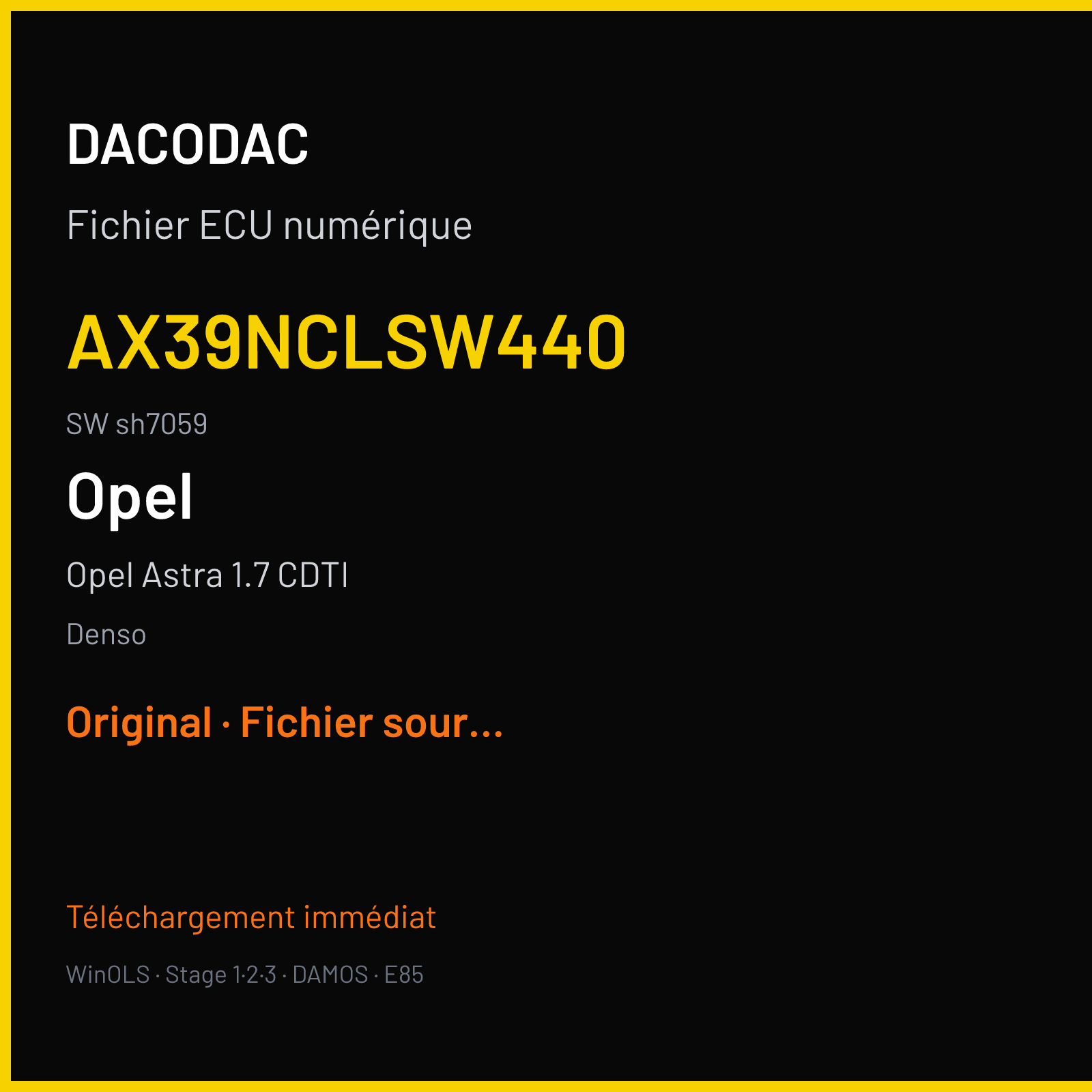 Opel Astra 1.7 CDTI (2011) — Denso — AX39NCLSW440 · sh7059 — Original