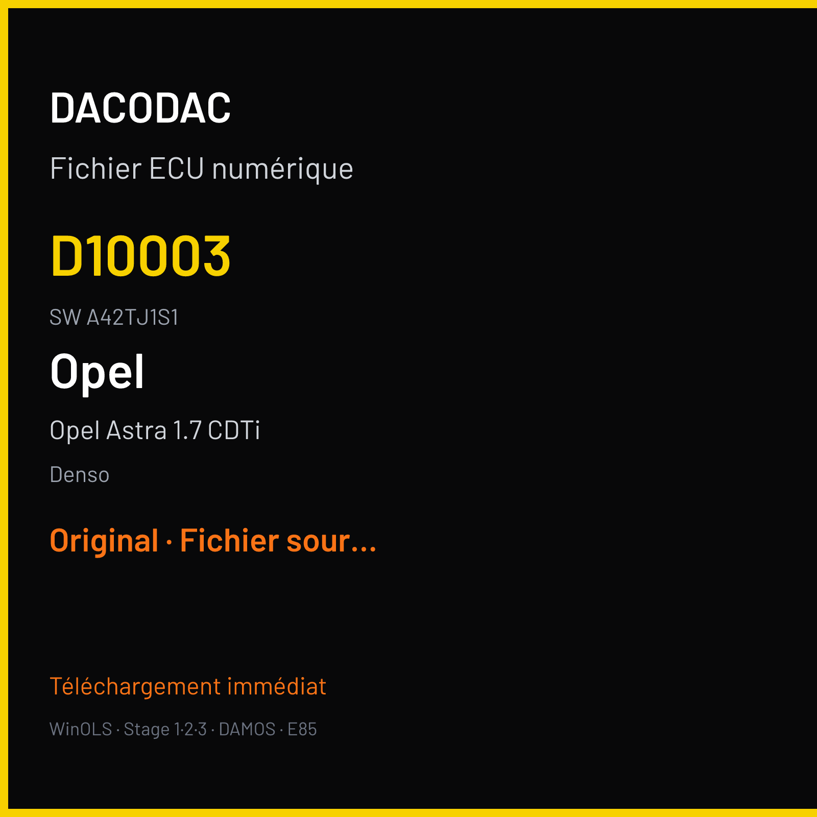 Opel Astra 1.7 CDTi 110 ch (2009) — Denso — D10003 · A42TJ1S1 · AX36NCLSW420 DEC — Original