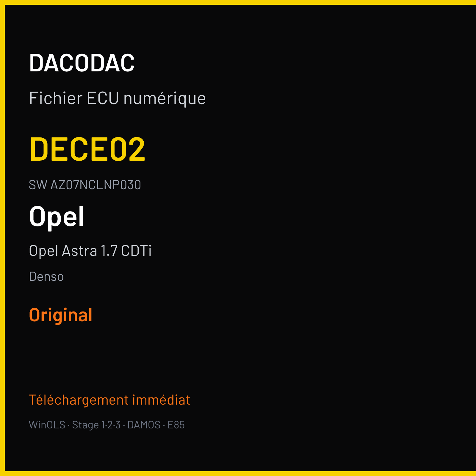 Opel Astra 1.7 CDTi 125 ch (2012) — Denso — DECE02 · AZ07NCLNP030 · AZ07NCLNP030 SH7059 — Original