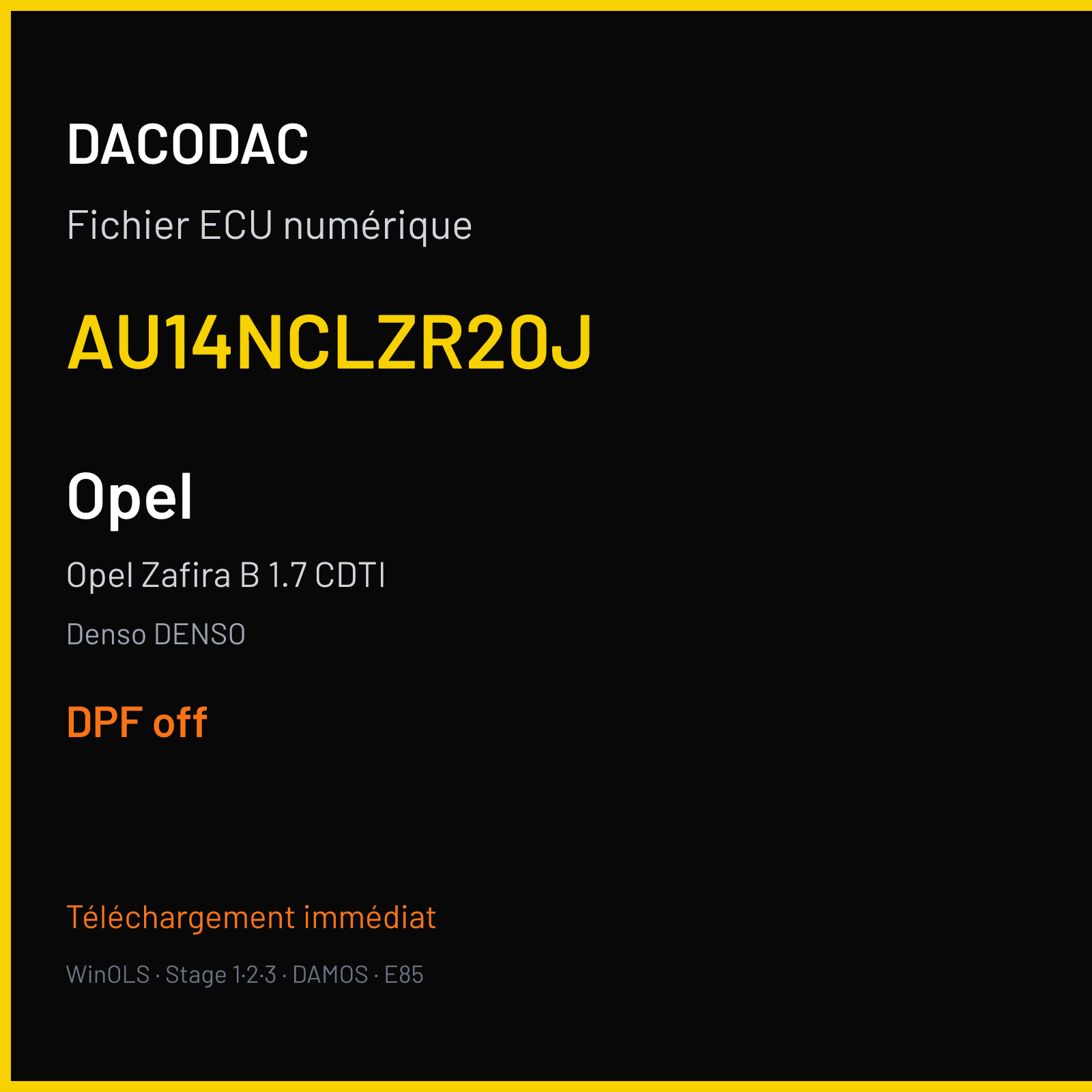 Opel Zafira B 1.7 CDTI (2008) — Denso DENSO — AU14NCLZR20J — DPF off