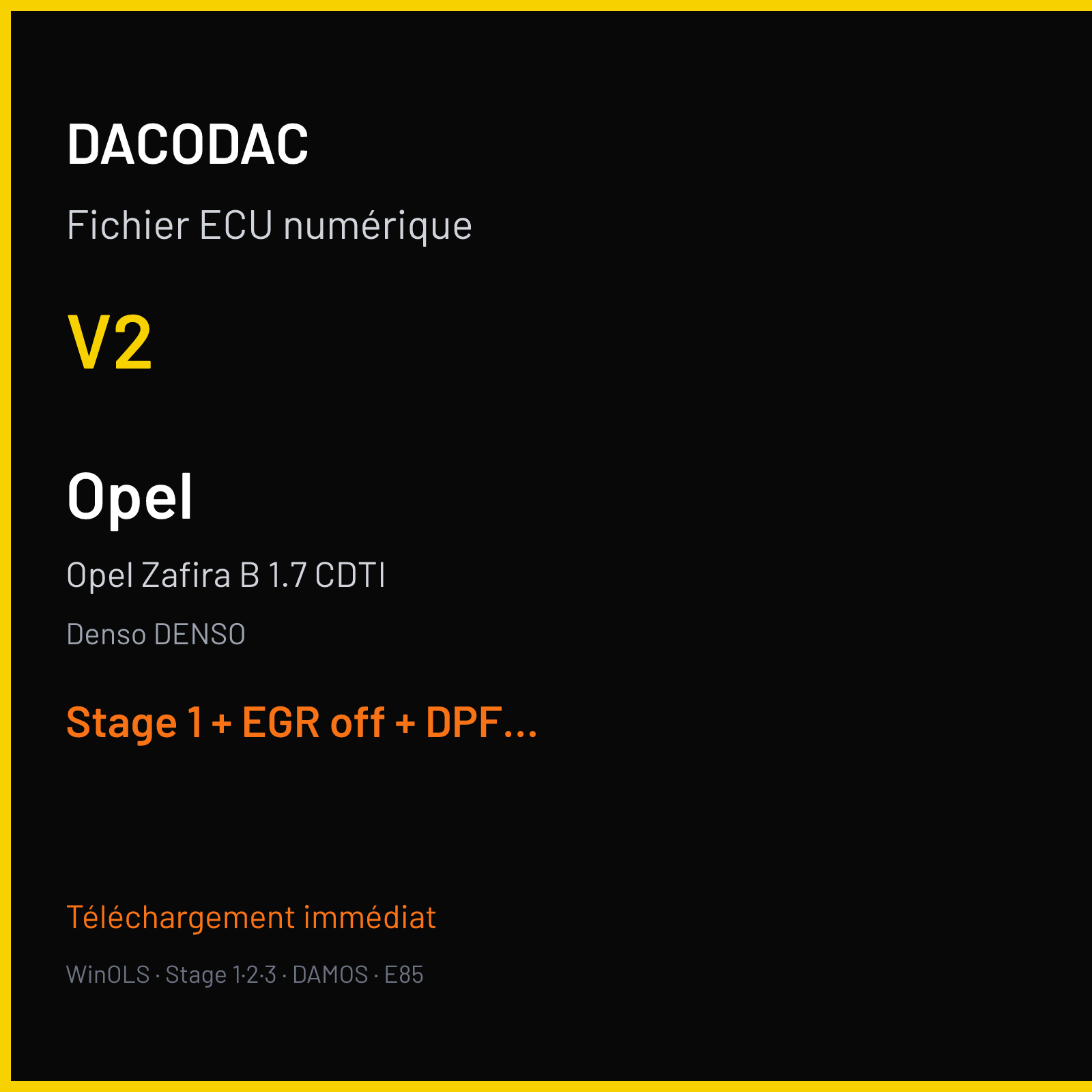 Opel Zafira B 1.7 CDTI (2010) — Denso DENSO — V2 — Stage 1 + EGR off + DPF off