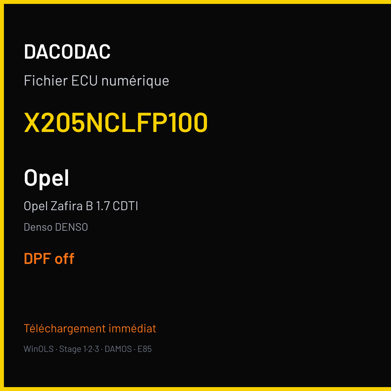 Opel Zafira B 1.7 CDTI (2014) — Denso DENSO — X205NCLFP100 — DPF off
