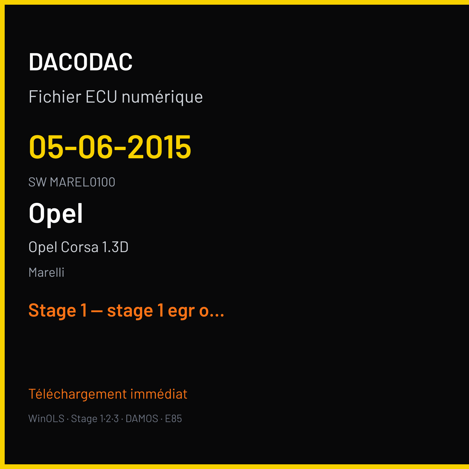Opel Corsa 1.3D (2006) — Marelli — 05-06-2015 · MAREL0100 — Stage 1 — stage 1 egr off