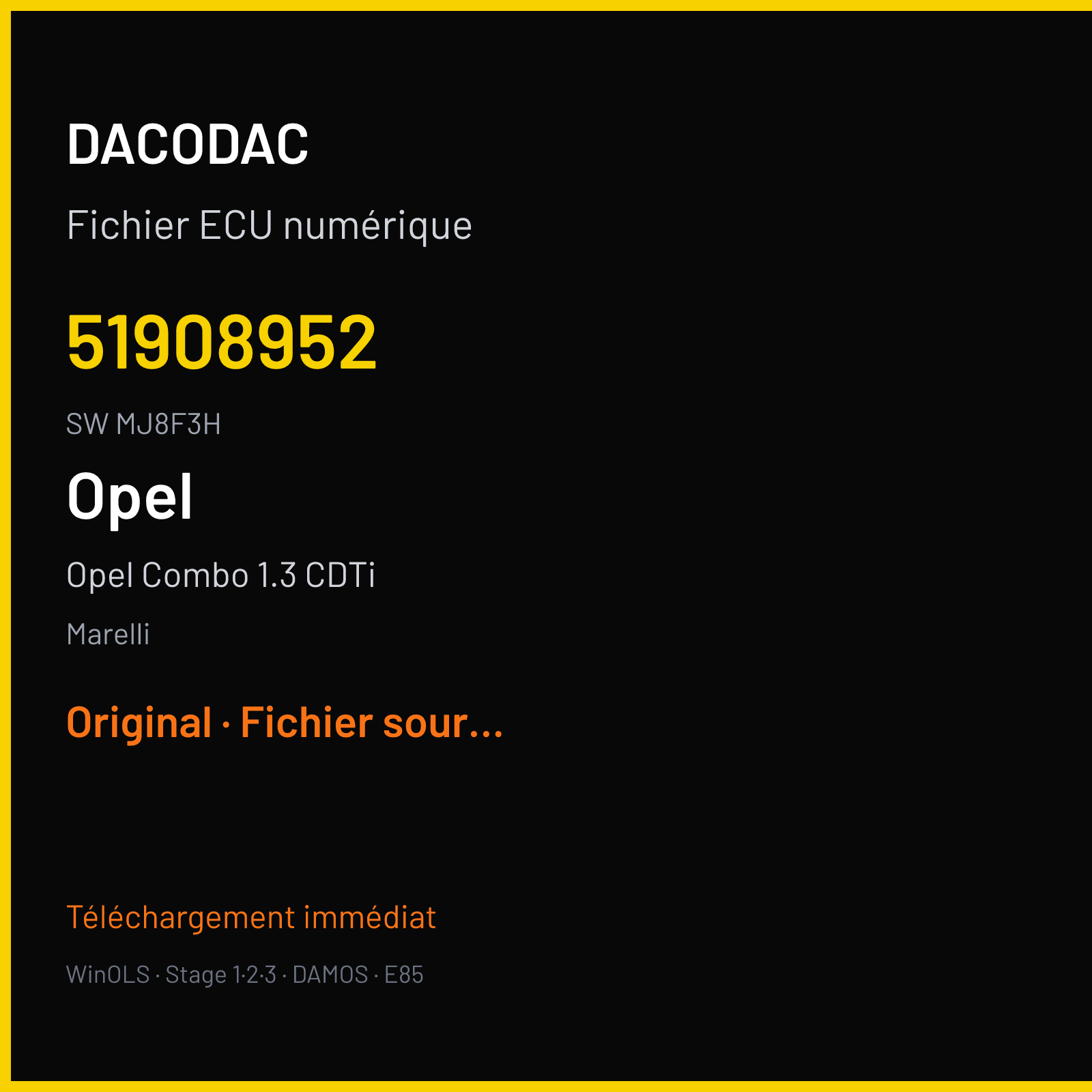 Opel Combo 1.3 CDTI (2012) — Marelli — 51908952 · MJ8F3H — Original