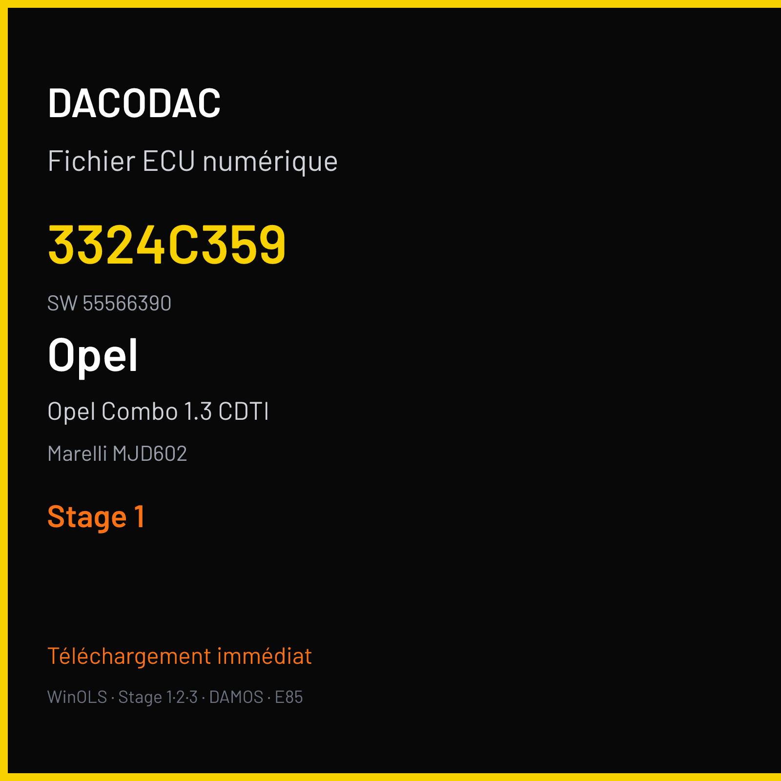 Opel Combo 1.3 CDTI 75 ch (2010) — Marelli MJD602 — 3324C359 · 55566390 · 0001 — Stage 1