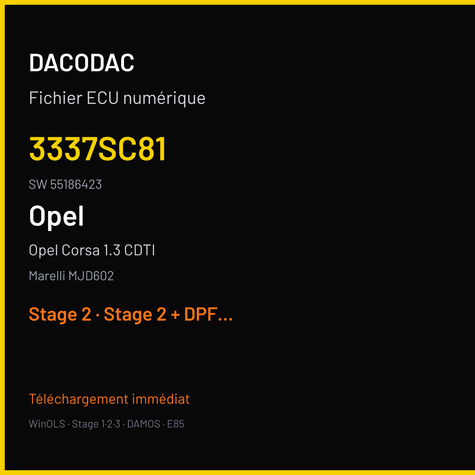 Opel Corsa 1.3 CDTI (2008) — Marelli MJD602 — 3337SC81 · 55186423 — Stage 2