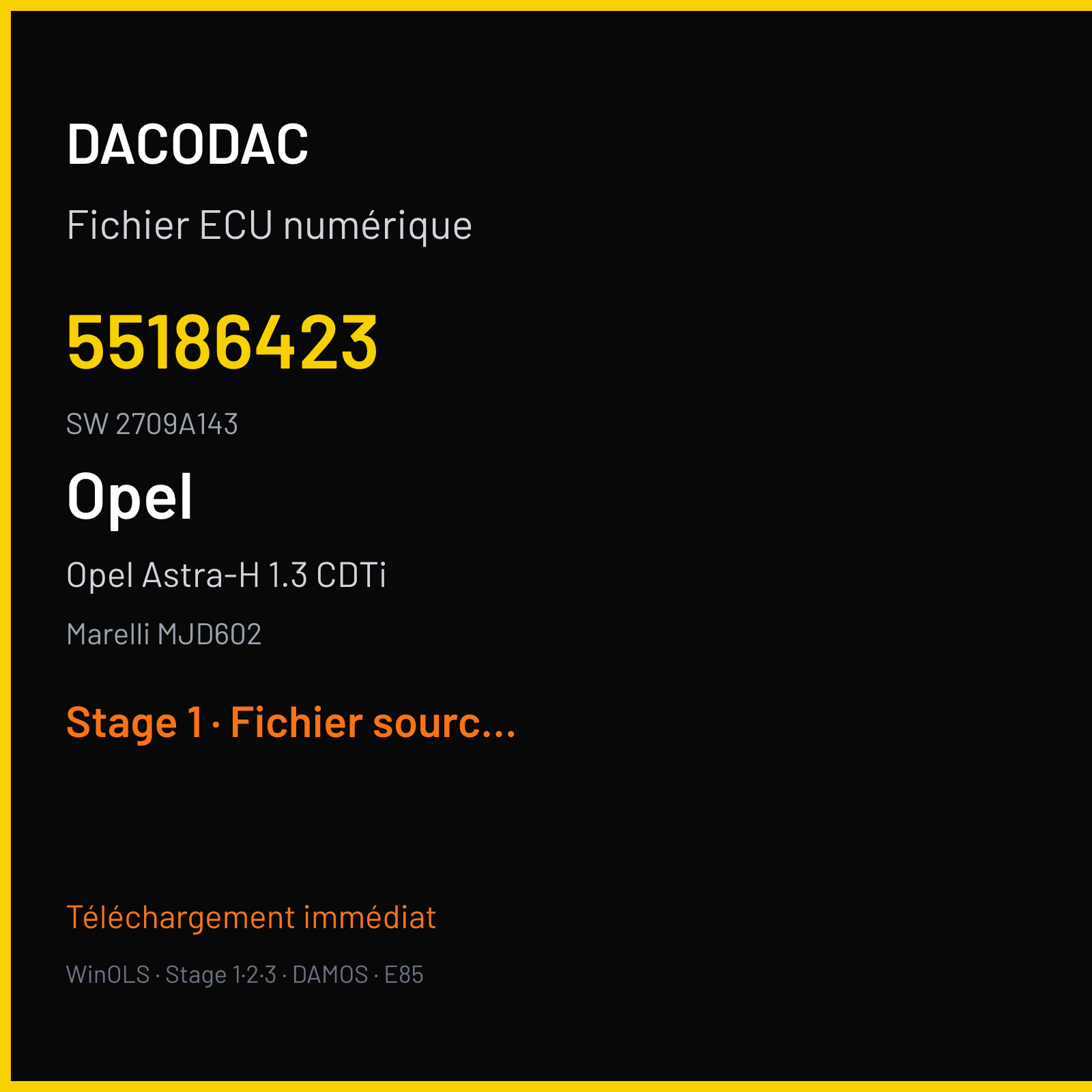 Opel Astra-H 1.3 CDTi (2009) — Marelli MJD602 — 55186423 · 2709A143 — Stage 1