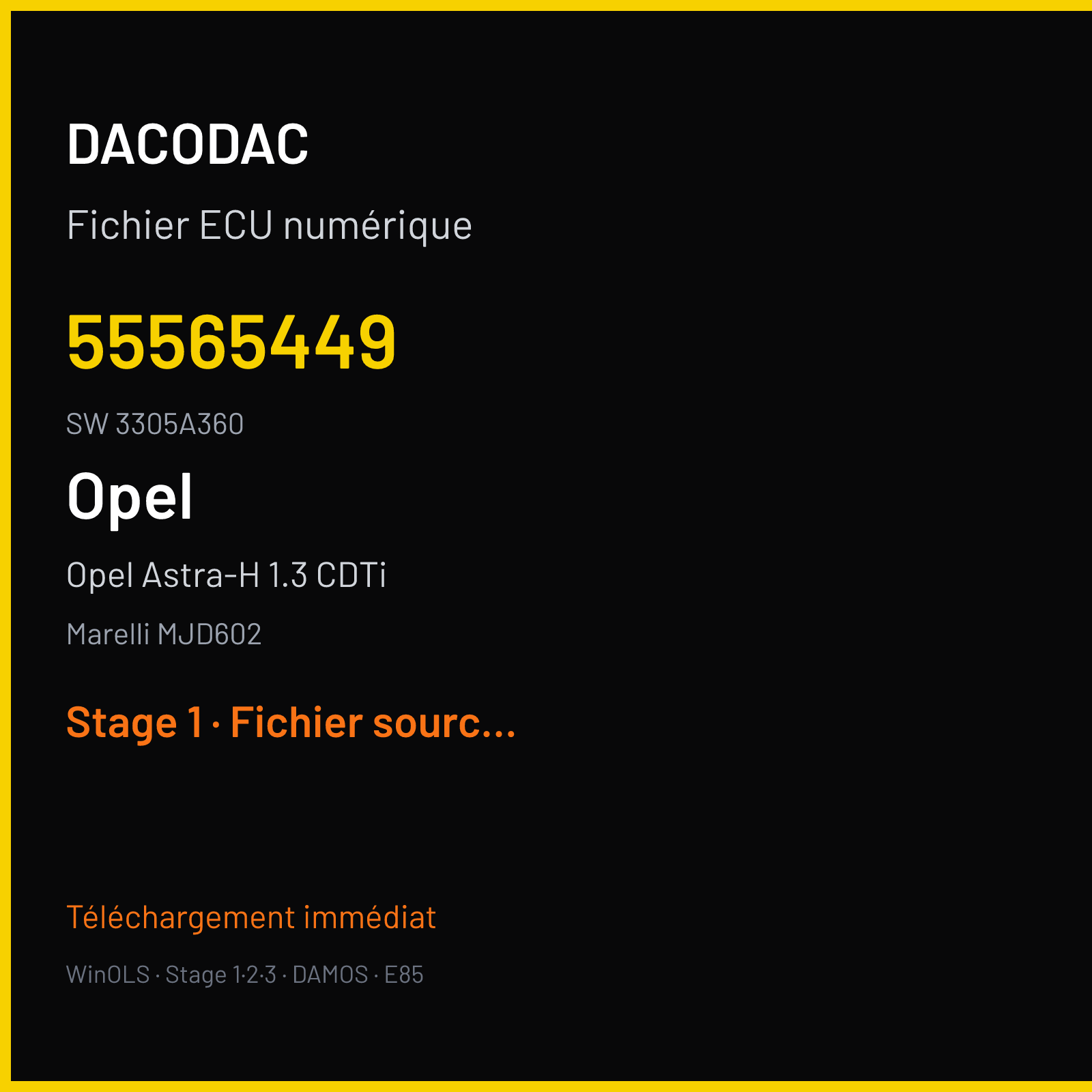Opel Astra-H 1.3 CDTi (2009) — Marelli MJD602 — 55565449 · 3305A360 — Stage 1