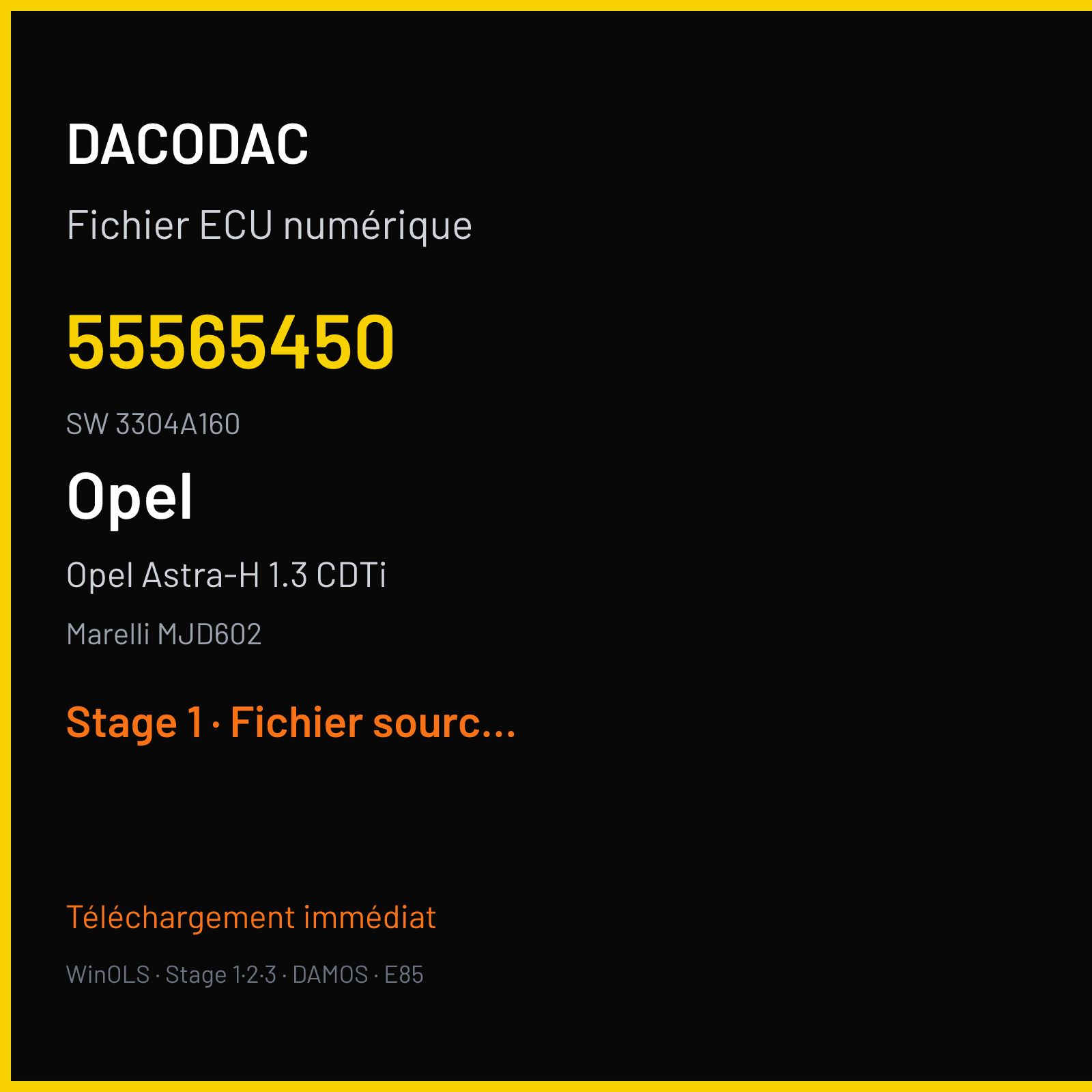 Opel Astra-H 1.3 CDTi (2009) — Marelli MJD602 — 55565450 · 3304A160 — Stage 1