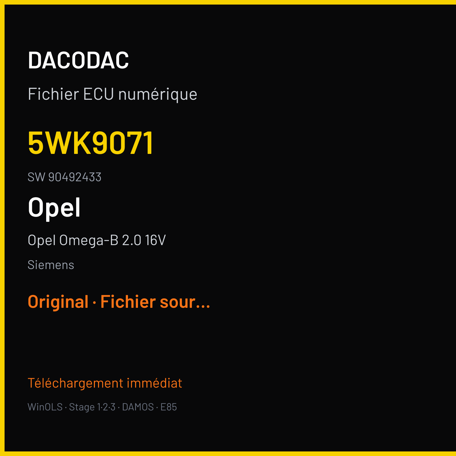 Opel Omega-B 2.0 16V (1995) — Siemens — 5WK9071 · 90492433 — Original