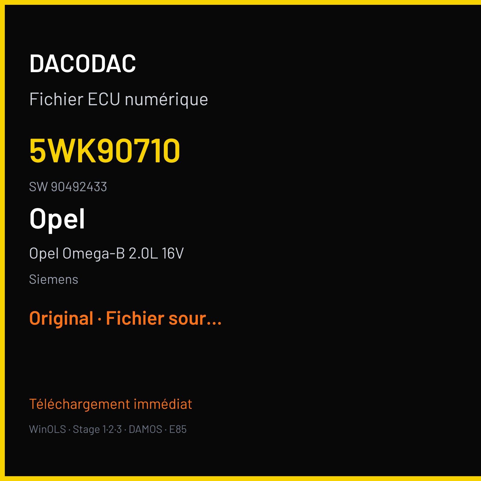 Opel Omega-B 2.0L 16V — Siemens — 5WK90710 · 90492433 — Original