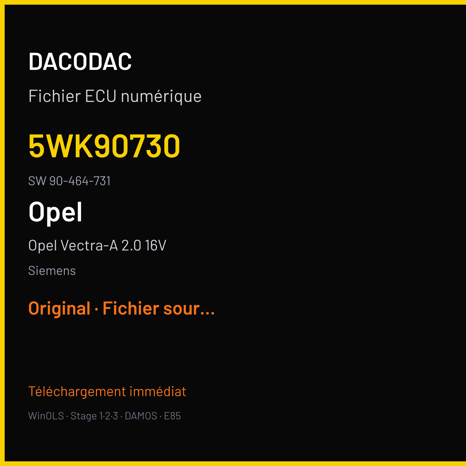 Opel Vectra-A 2.0 16V — Siemens — 5WK90730 · 90-464-731 — Original