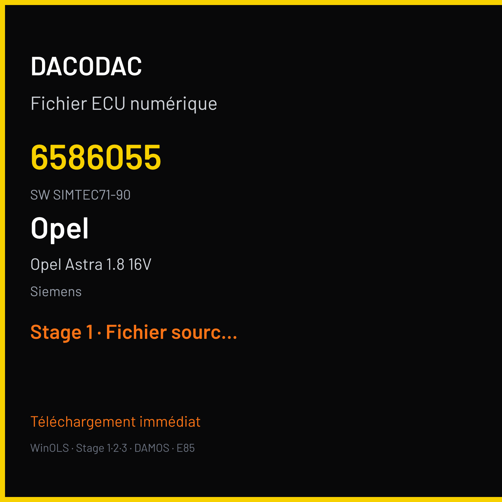 Opel Astra 1.8 16V (2002) — Siemens — 6586055 · SIMTEC71-90 — Stage 1
