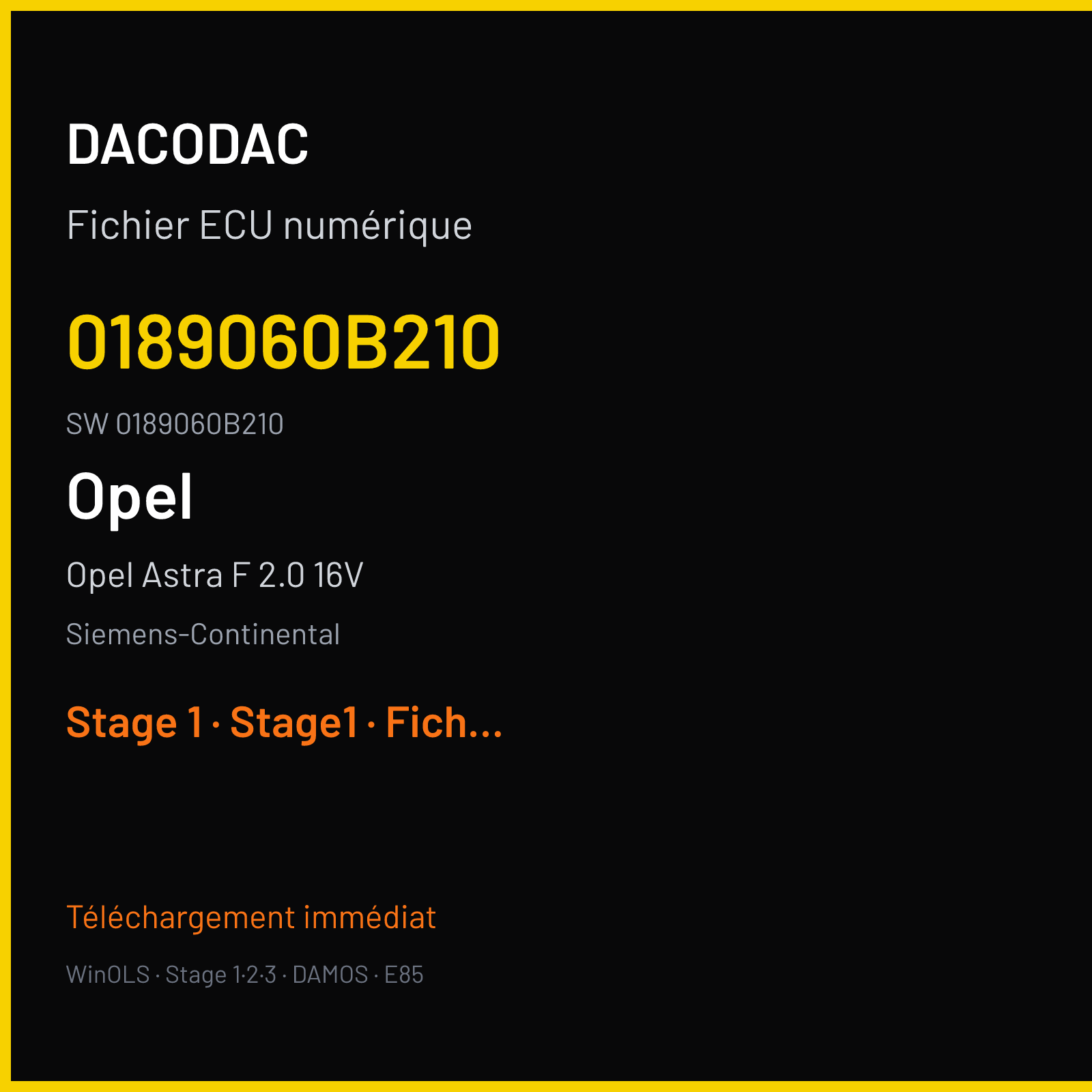 Opel Astra F 2.0 16V (2004) — Siemens-Continental — 0189060B210 · 0189060B210 — Stage 1