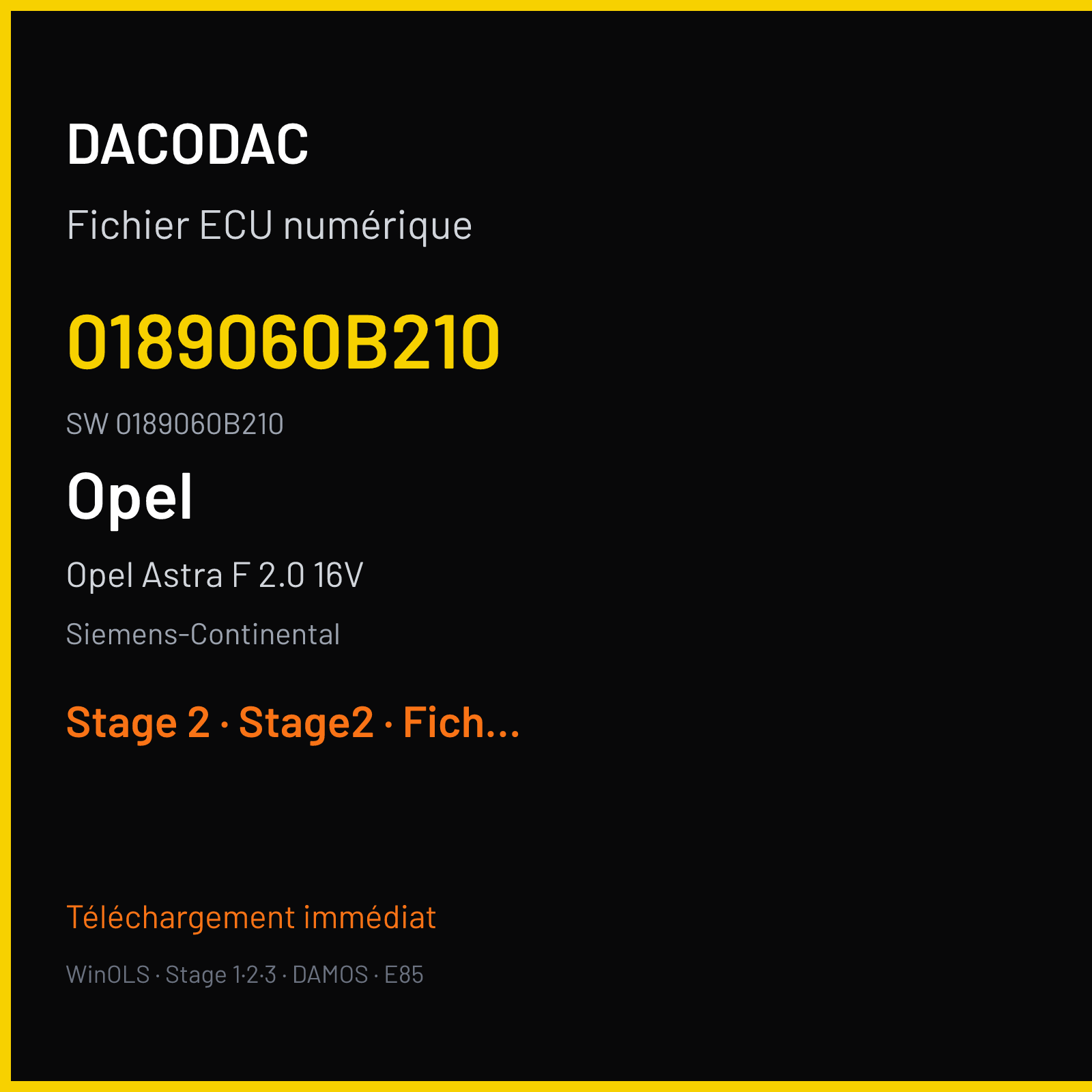 Opel Astra F 2.0 16V (2004) — Siemens-Continental — 0189060B210 · 0189060B210 — Stage 2