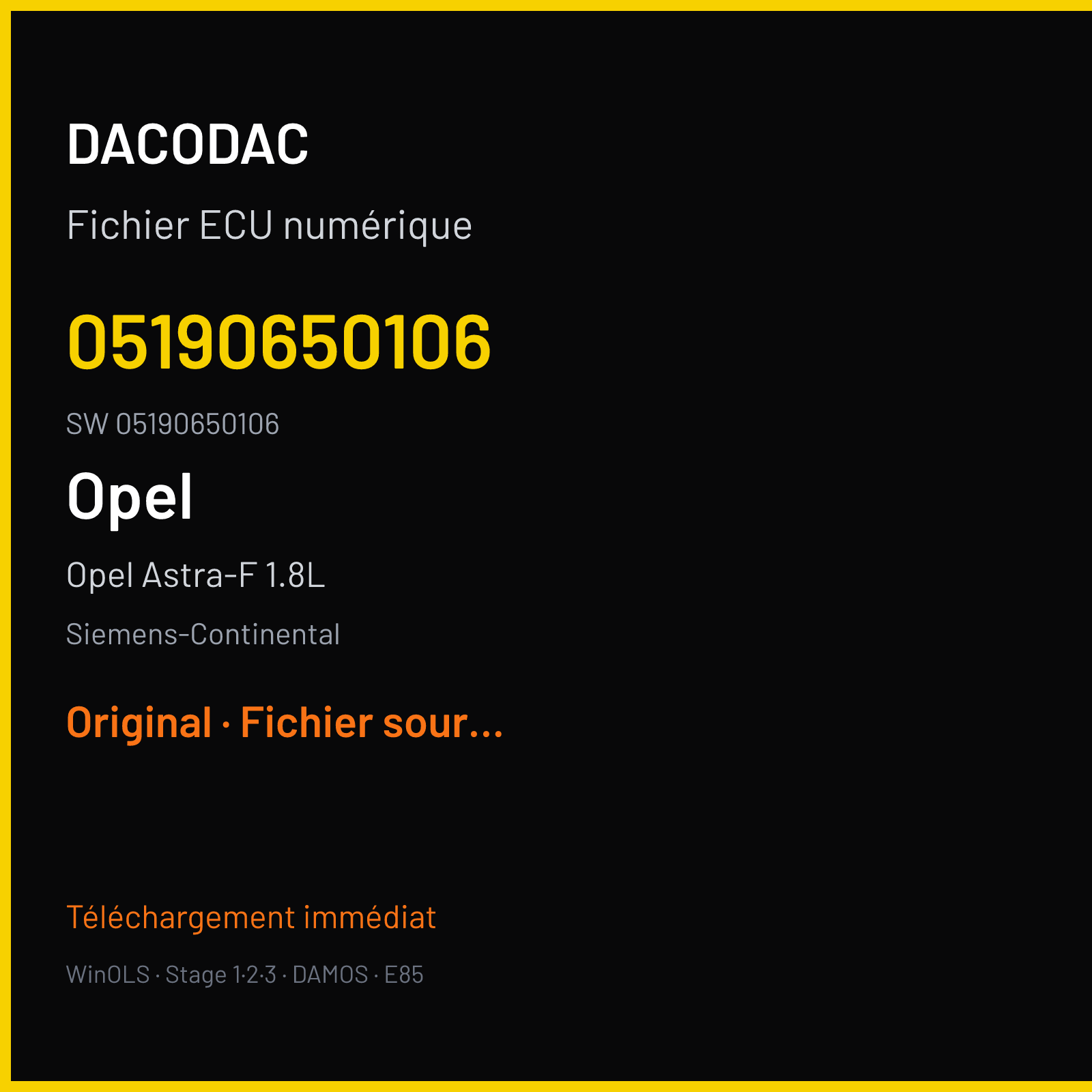 Opel Astra-F 1.8L (2005) — Siemens-Continental — 05190650106 · 05190650106 — Original