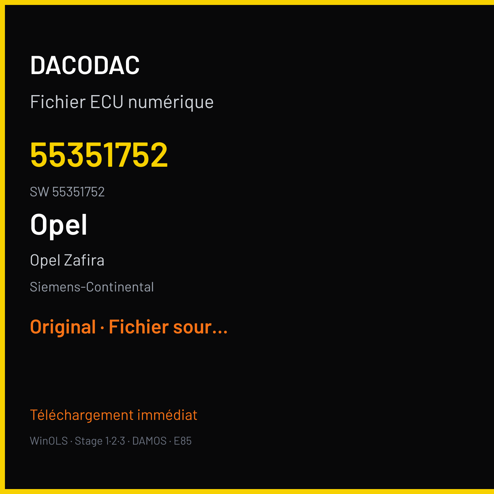 Opel Zafira 123 ch — Siemens-Continental — 55351752 · 55351752 · O1000C1000000 SIMTEC71-90 — Original