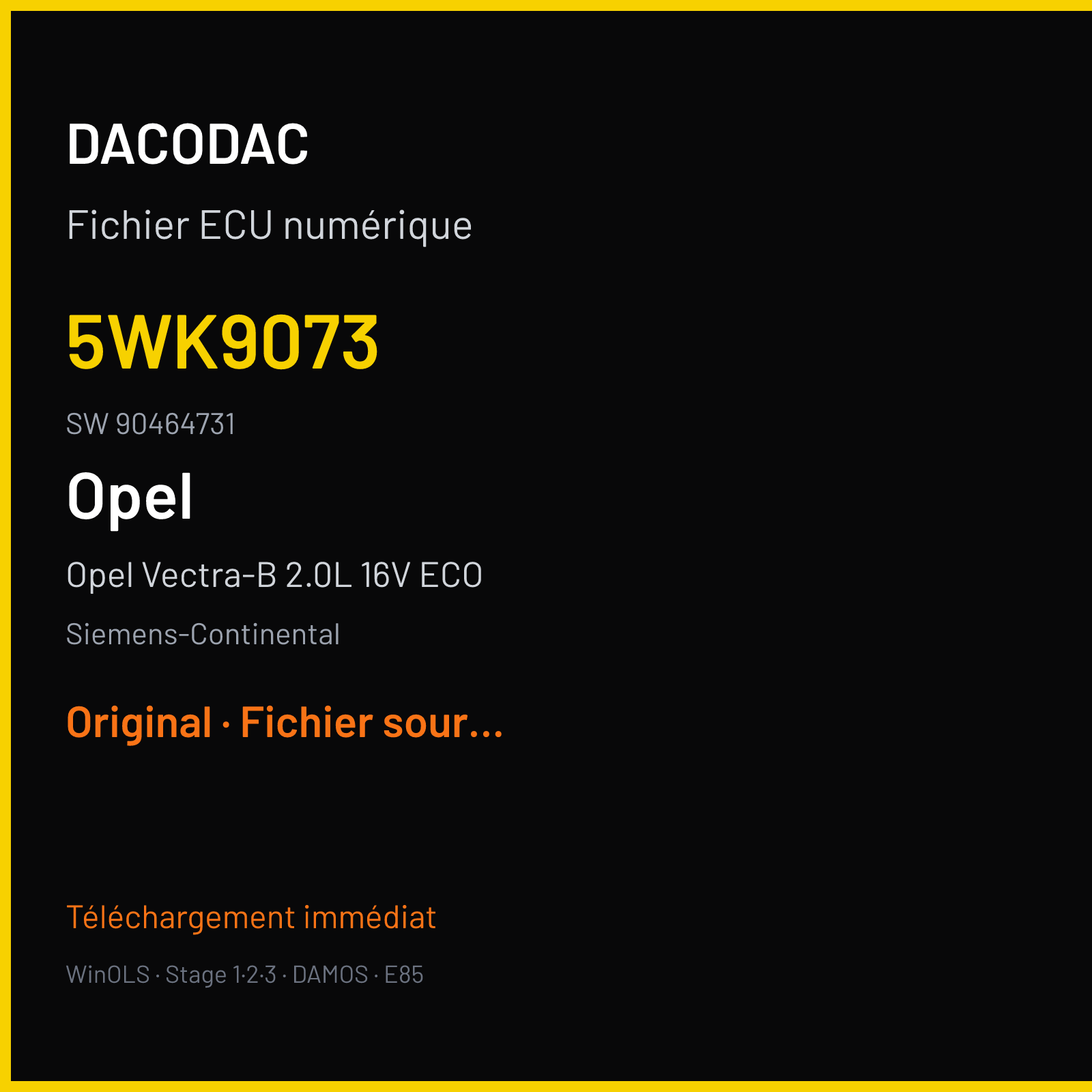 Opel Vectra-B 2.0L 16V ECO (1997) — Siemens-Continental — 5WK9073 · 90464731 — Original