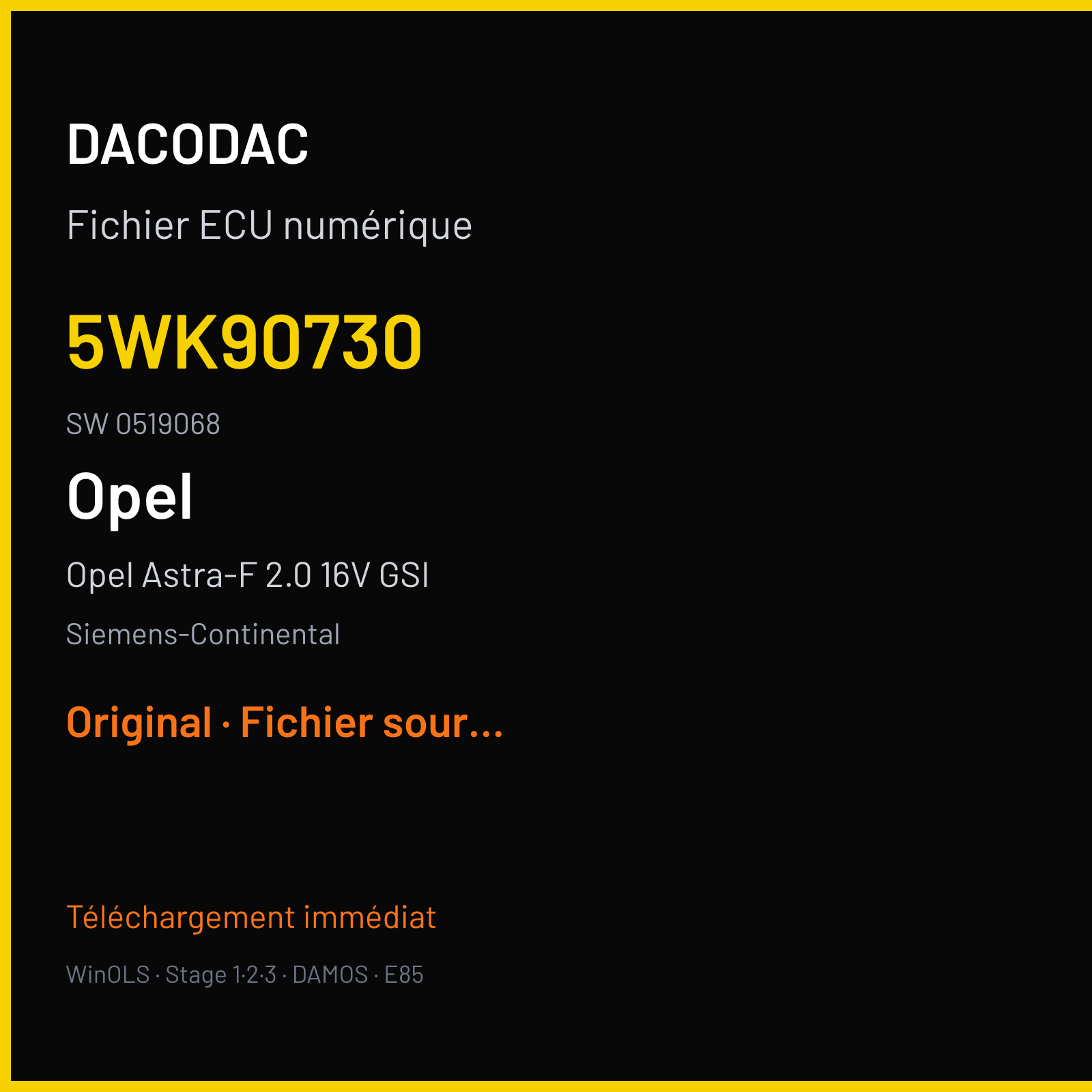 Opel Astra-F 2.0 16V GSI — Siemens-Continental — 5WK90730 · 0519068 — Original