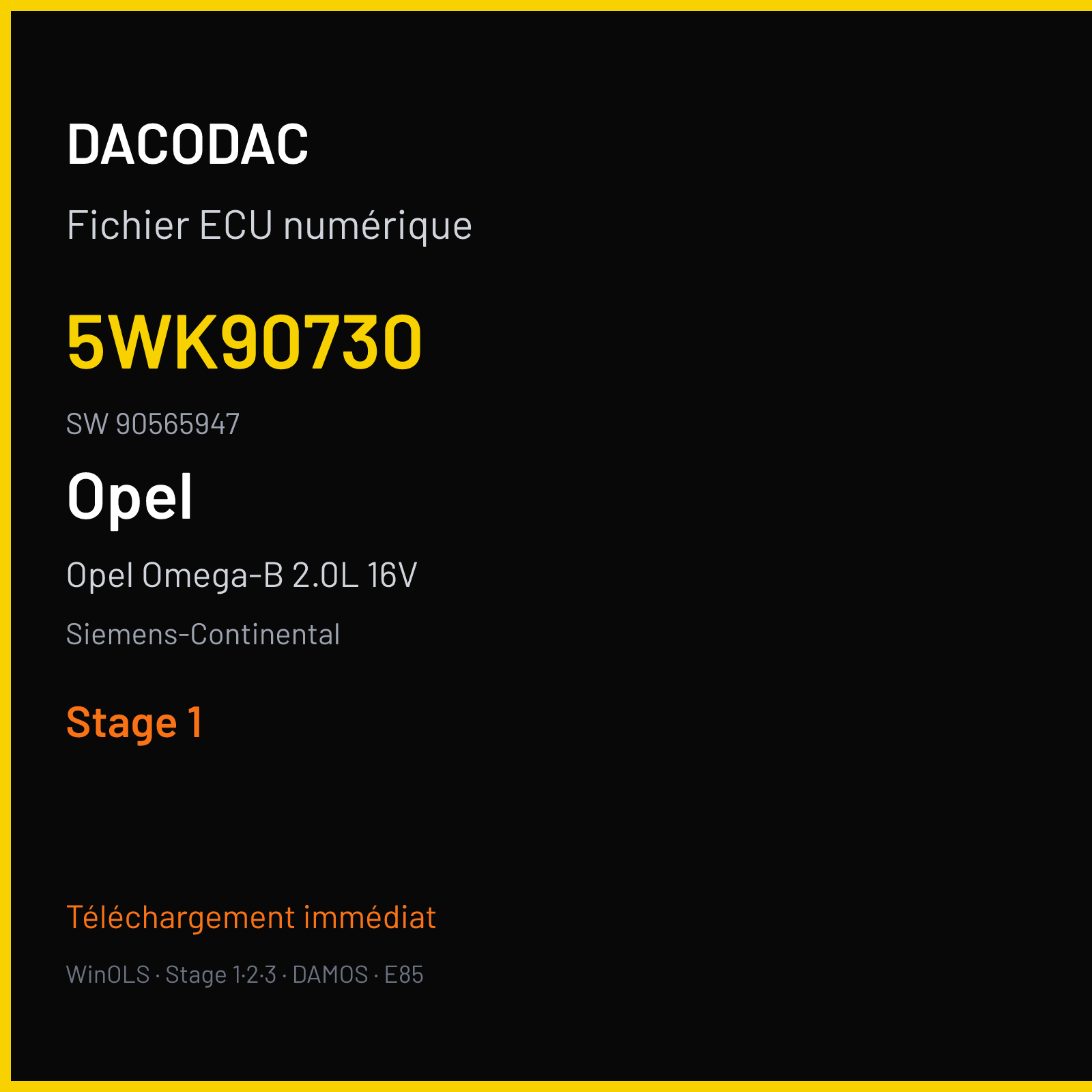 Opel Omega-B 2.0L 16V 136 ch — Siemens-Continental — 5WK90730 · 90565947 · V7S — Stage 1
