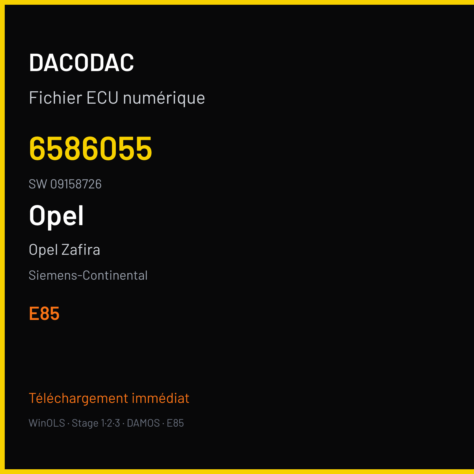 Opel Zafira — Siemens-Continental — 6586055 · 09158726 · O100074000000 SIMTEC71-90 — E85