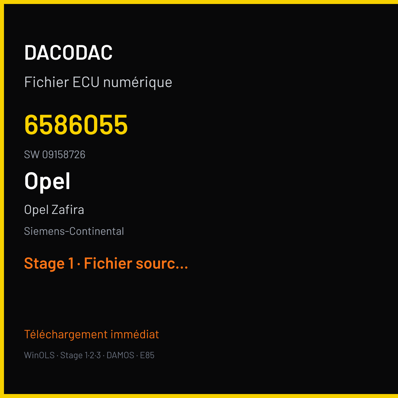 Opel Zafira — Siemens-Continental — 6586055 · 09158726 · O100074000000 SIMTEC71-90 — Stage 1