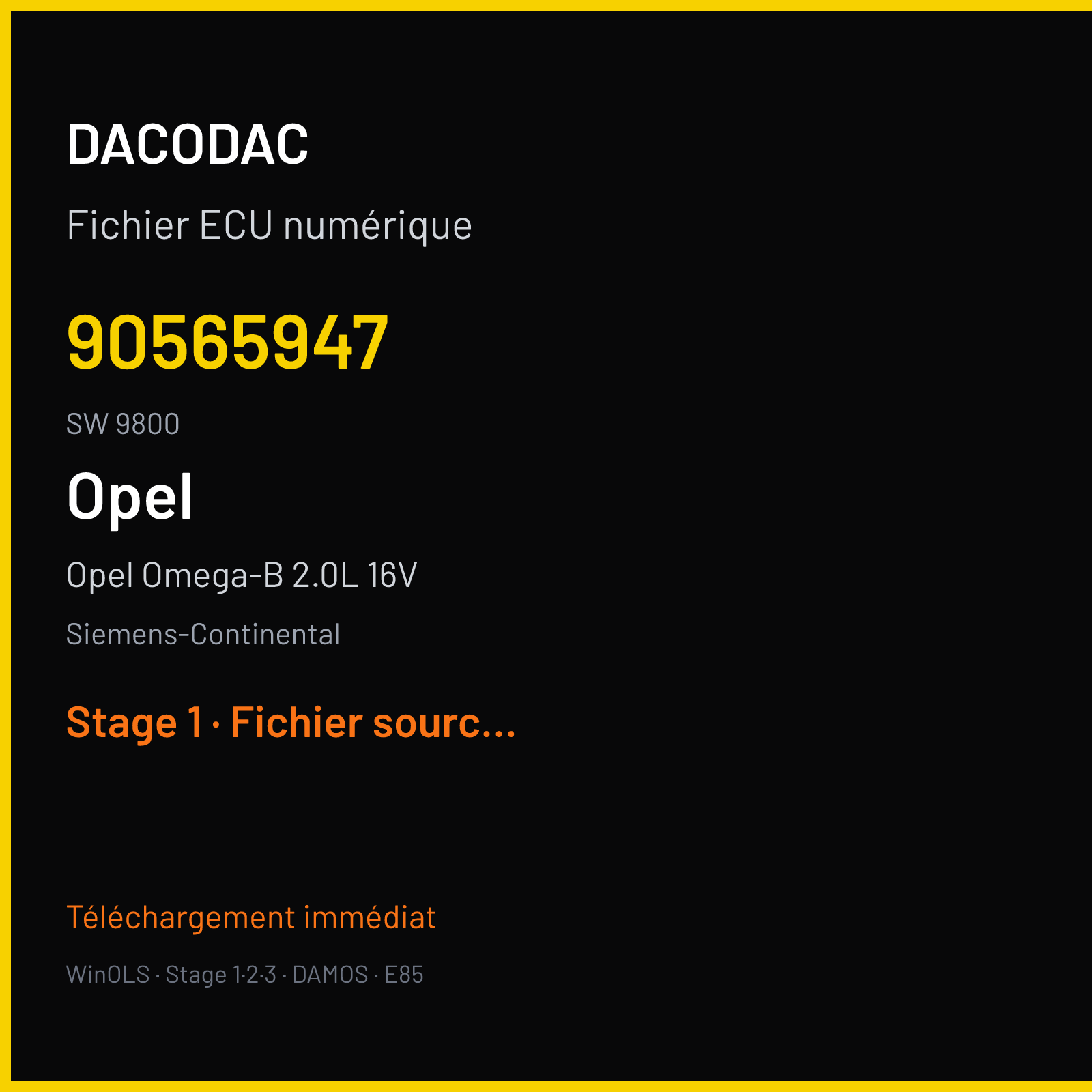 Opel Omega-B 2.0L 16V — Siemens-Continental — 90565947 · 9800 — Stage 1