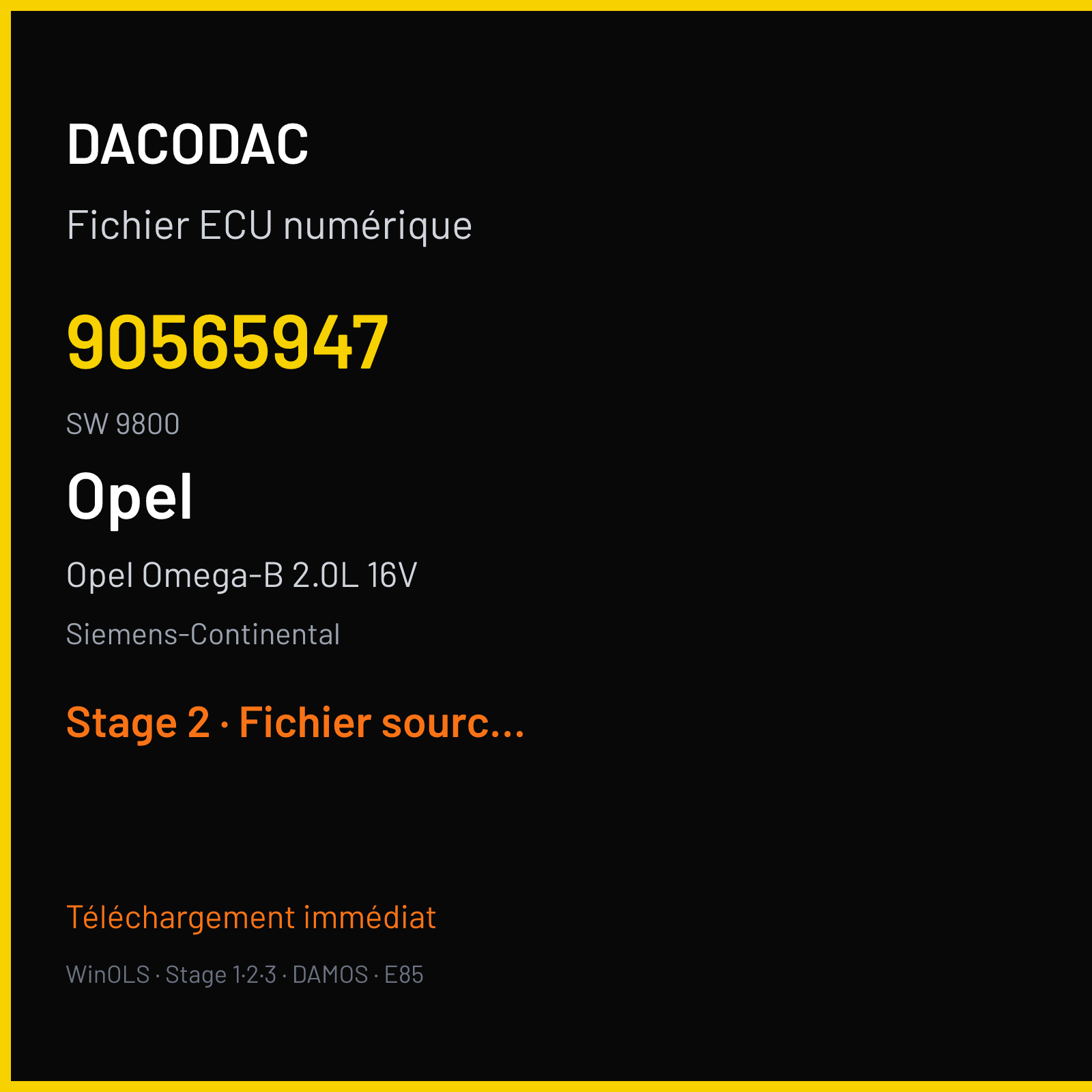 Opel Omega-B 2.0L 16V — Siemens-Continental — 90565947 · 9800 — Stage 2