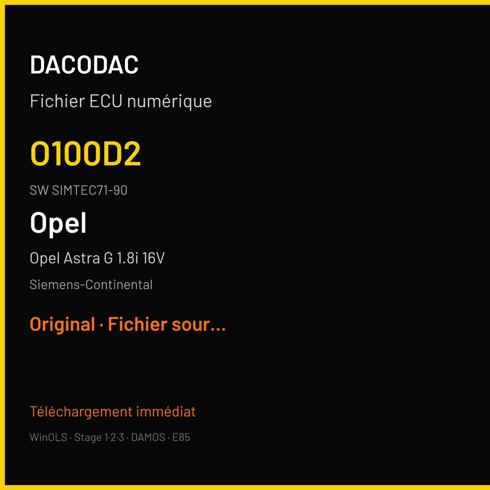 Opel Astra G 1.8i 16V (2003) — Siemens-Continental — O100D2 · SIMTEC71-90 — Original