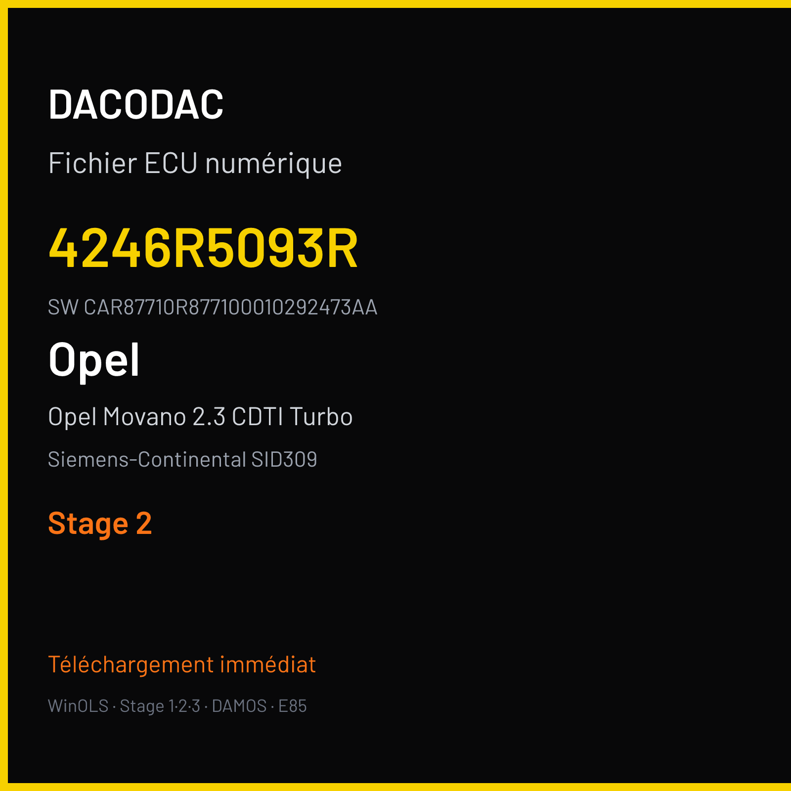 Opel Movano 2.3 CDTI Turbo 163 ch (2015) — Siemens-Continental SID309 — 4246R5093R · CAR87710R877100010292473AA · R876471000000 — Stage 2