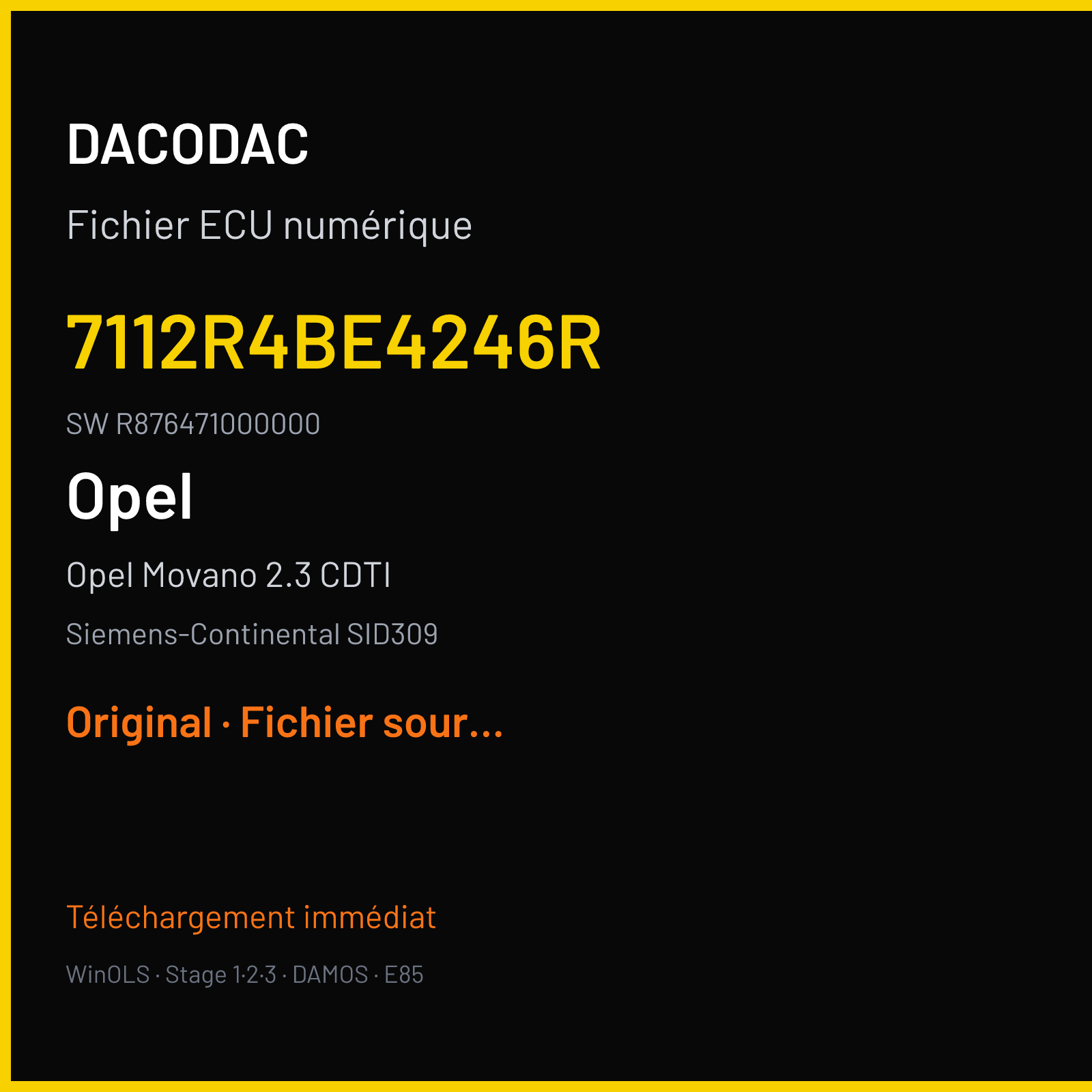 Opel Movano 2.3 CDTI (2016) — Siemens-Continental SID309 — 7112R4BE4246R · R876471000000 — Original