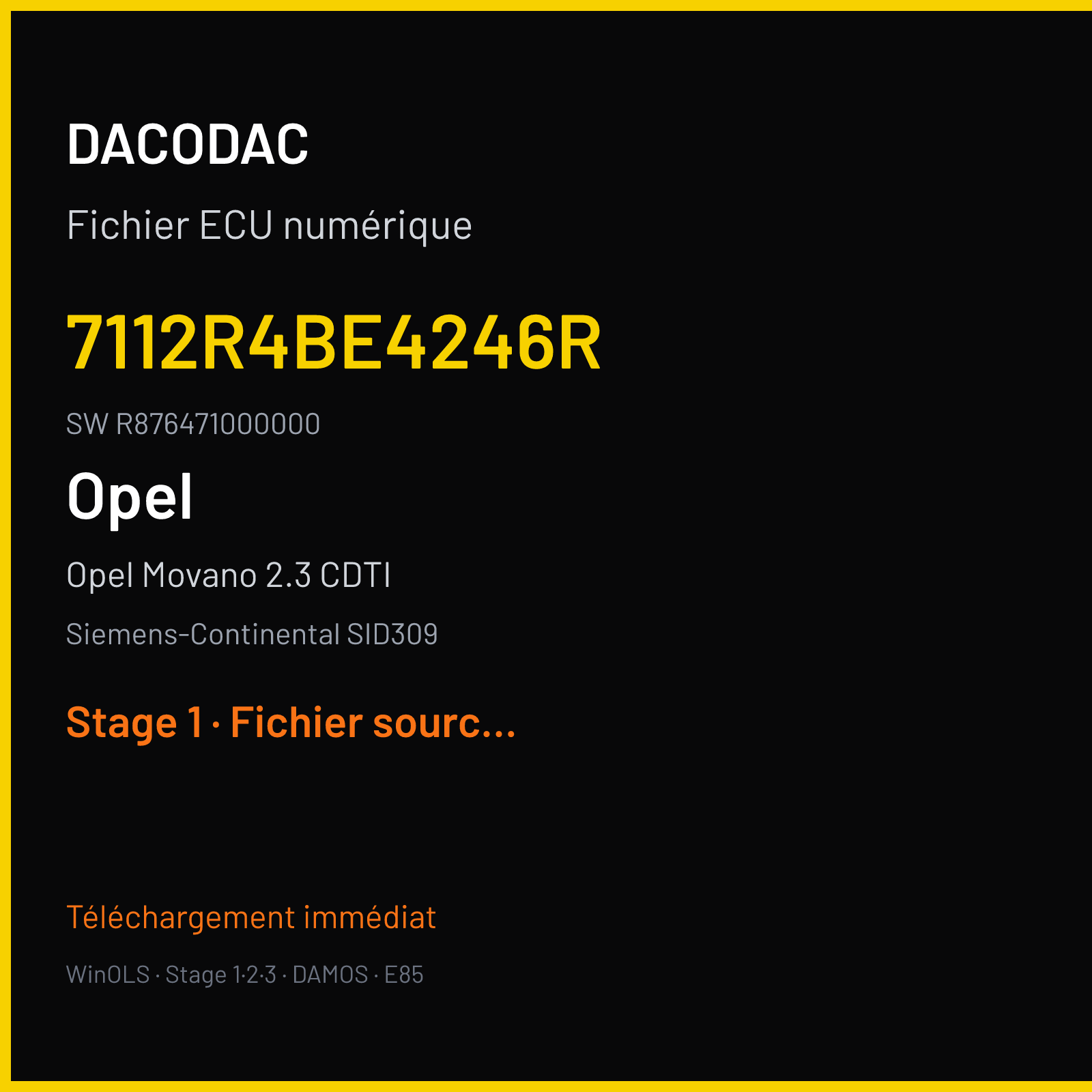 Opel Movano 2.3 CDTI (2016) — Siemens-Continental SID309 — 7112R4BE4246R · R876471000000 — Stage 1