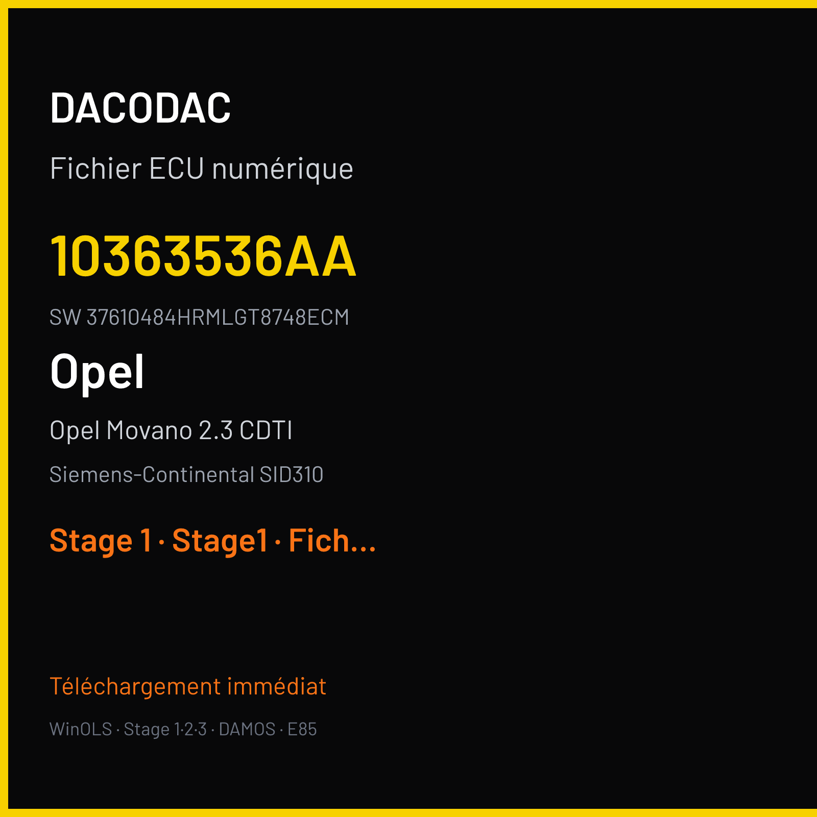 Opel Movano 2.3 CDTI 131 ch (2018) — Siemens-Continental SID310 — 10363536AA · 37610484HRMLGT8748ECM · RFZRFE429C000000 — Stage 1