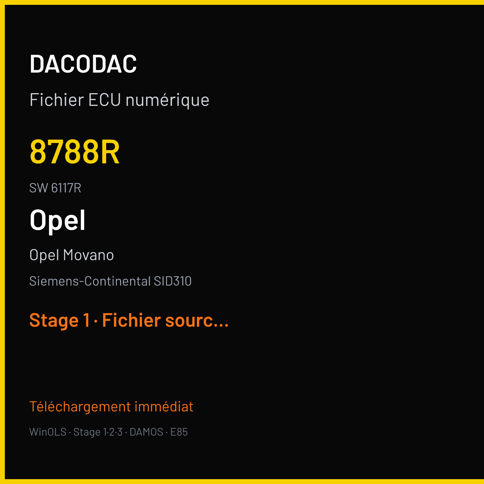 Opel Movano — Siemens-Continental SID310 — 8788R · 6117R · 0484S — Stage 1