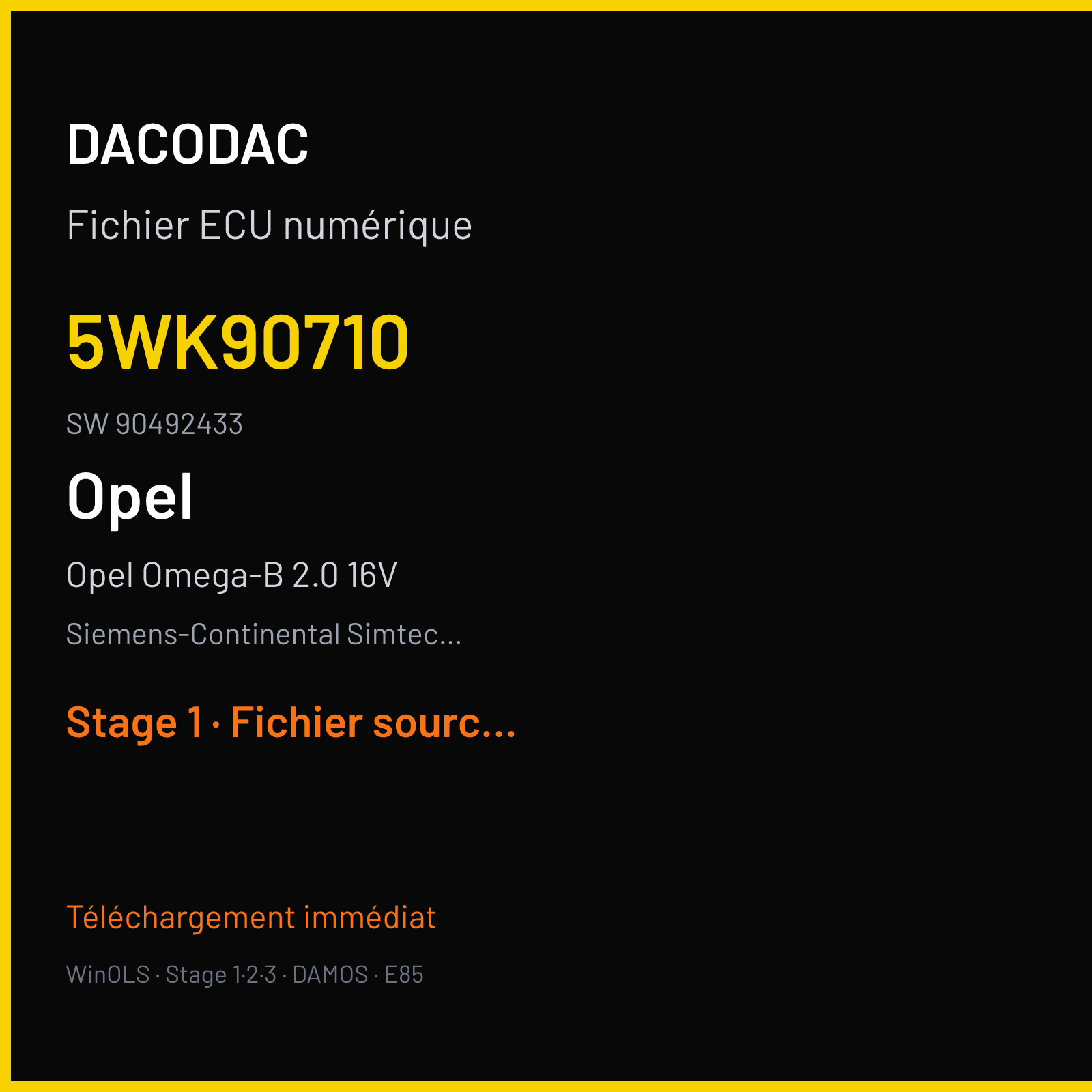 Opel Omega-B 2.0 16V (1995) — Siemens-Continental Simtec 56 — 5WK90710 · 90492433 — Stage 1