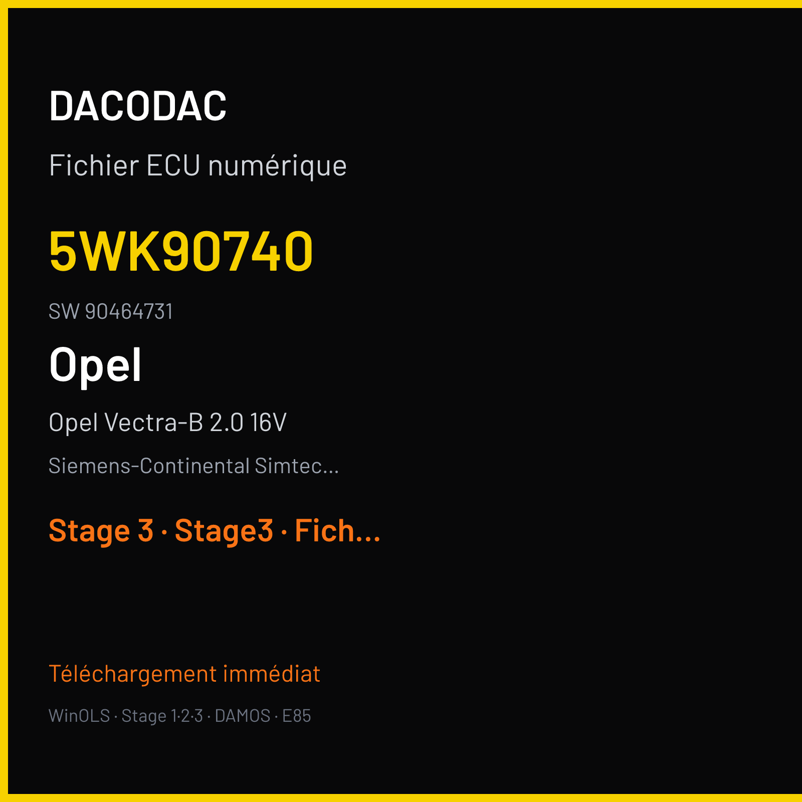 Opel Vectra-B 2.0 16V (1998) — Siemens-Continental Simtec 56 — 5WK90740 · 90464731 — Stage 3