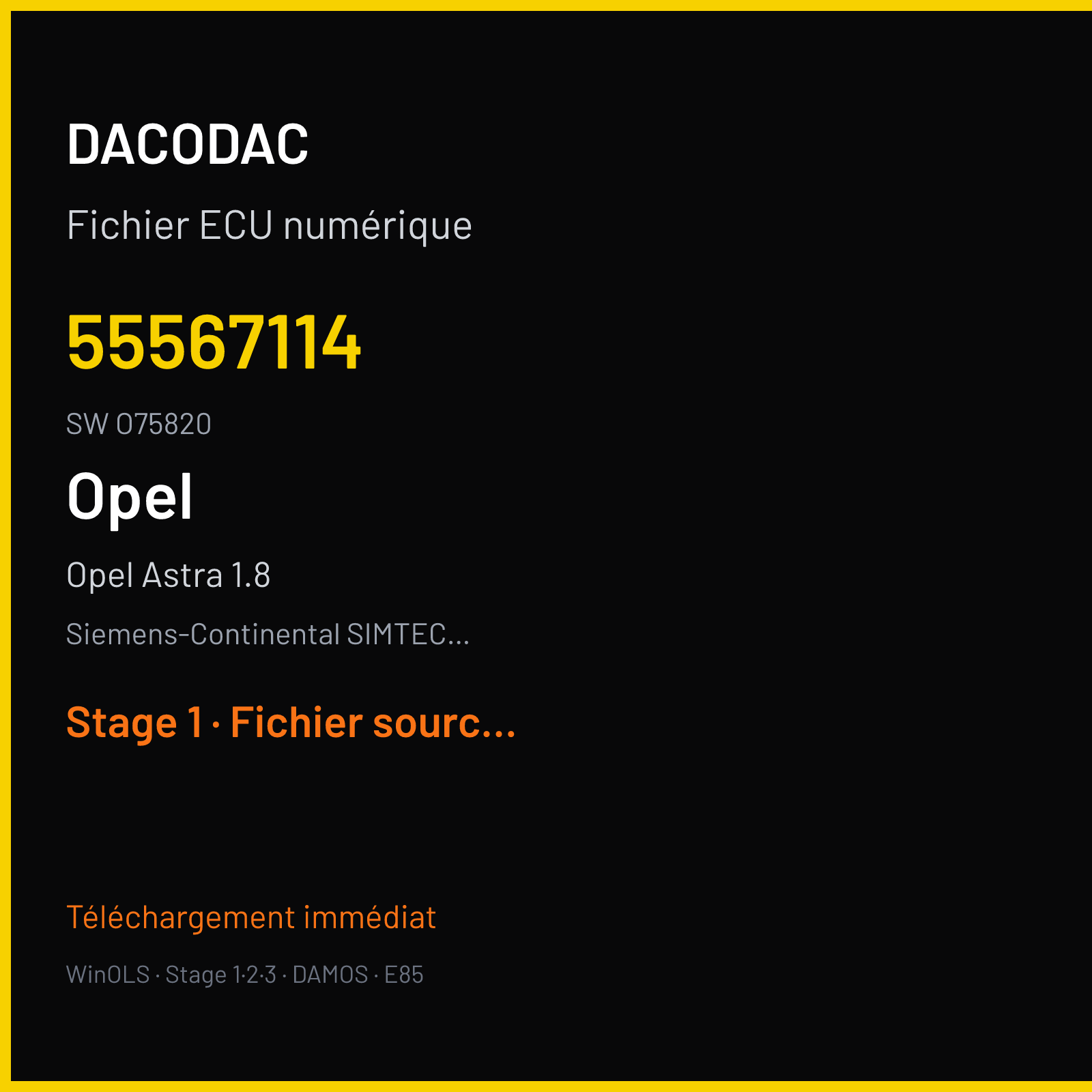 Opel Astra 1.8 (2008) — Siemens-Continental SIMTEC 75 — 55567114 · O75820 — Stage 1