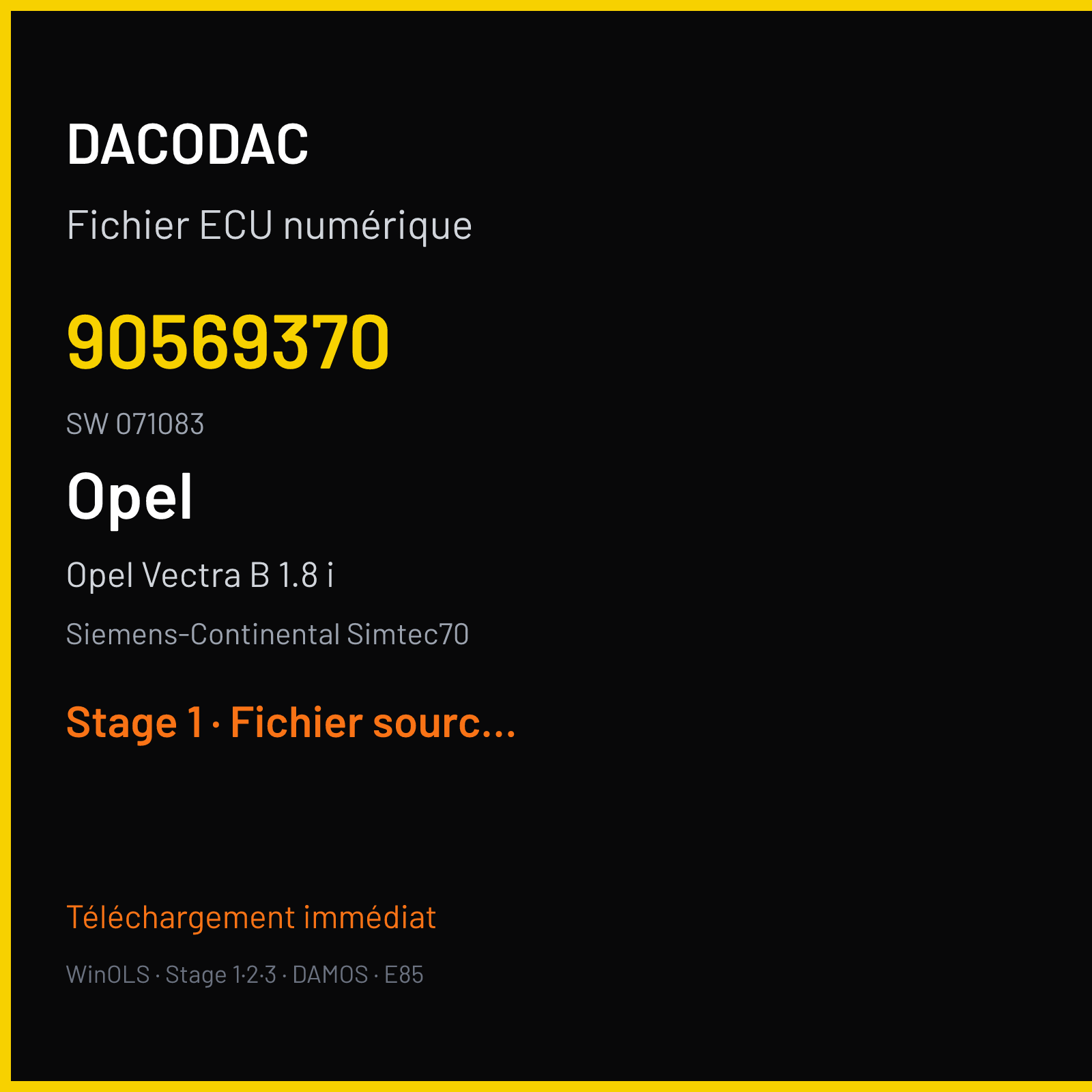 Opel Vectra B 1.8 i (1999) — Siemens-Continental Simtec70 — 90569370 · 071083 — Stage 1