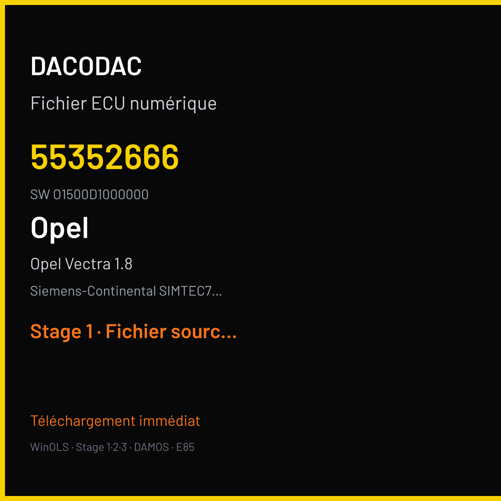 Opel Vectra 1.8 (2003) — Siemens-Continental SIMTEC71.5 — 55352666 · O1500D1000000 — Stage 1