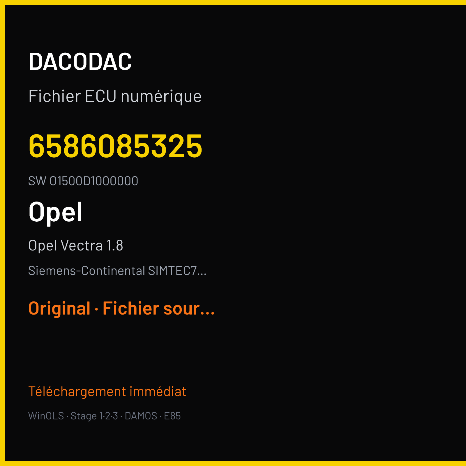 Opel Vectra 1.8 (2004) — Siemens-Continental SIMTEC71.5 — 6586085325 · O1500D1000000 — Original