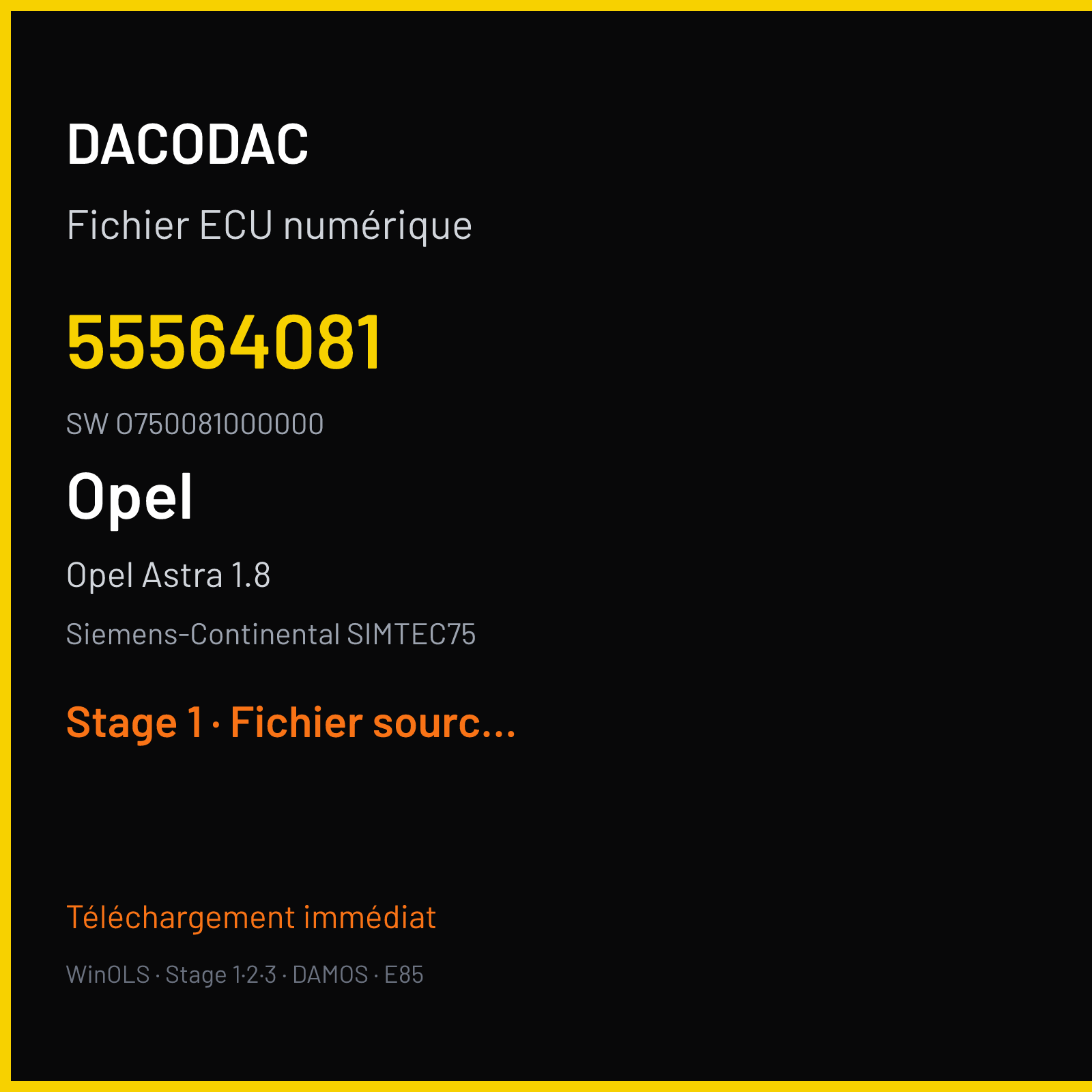 Opel Astra 1.8 (2008) — Siemens-Continental SIMTEC75 — 55564081 · O750081000000 — Stage 1