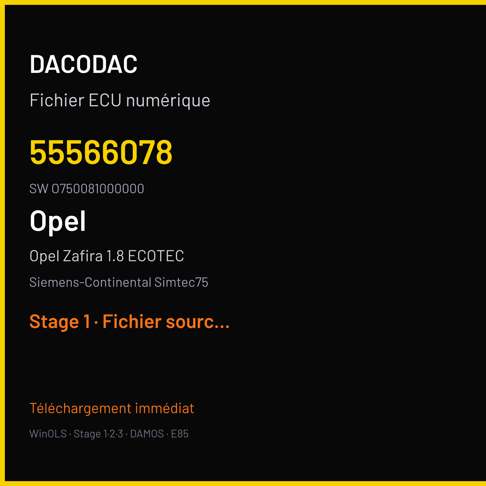 Opel Zafira 1.8 ECOTEC (2011) — Siemens-Continental Simtec75 — 55566078 · O750081000000 — Stage 1