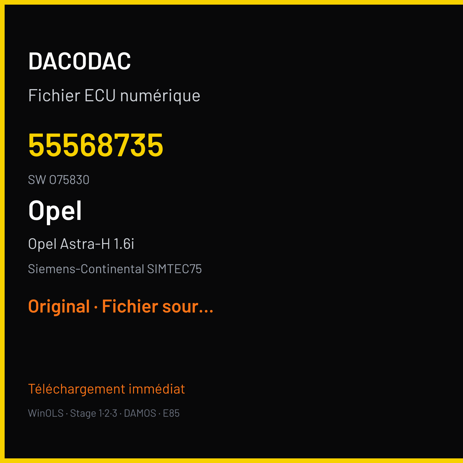 Opel Astra-H 1.6i (2010) — Siemens-Continental SIMTEC75 — 55568735 · O75830 — Original