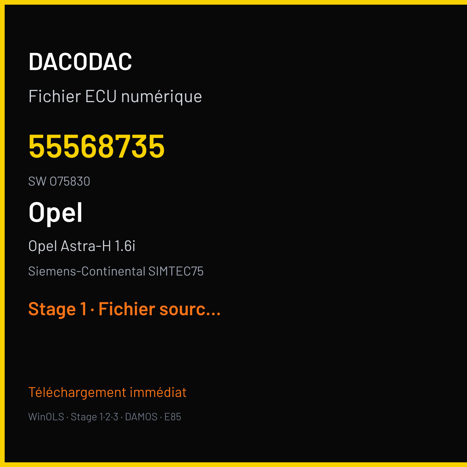 Opel Astra-H 1.6i (2010) — Siemens-Continental SIMTEC75 — 55568735 · O75830 — Stage 1