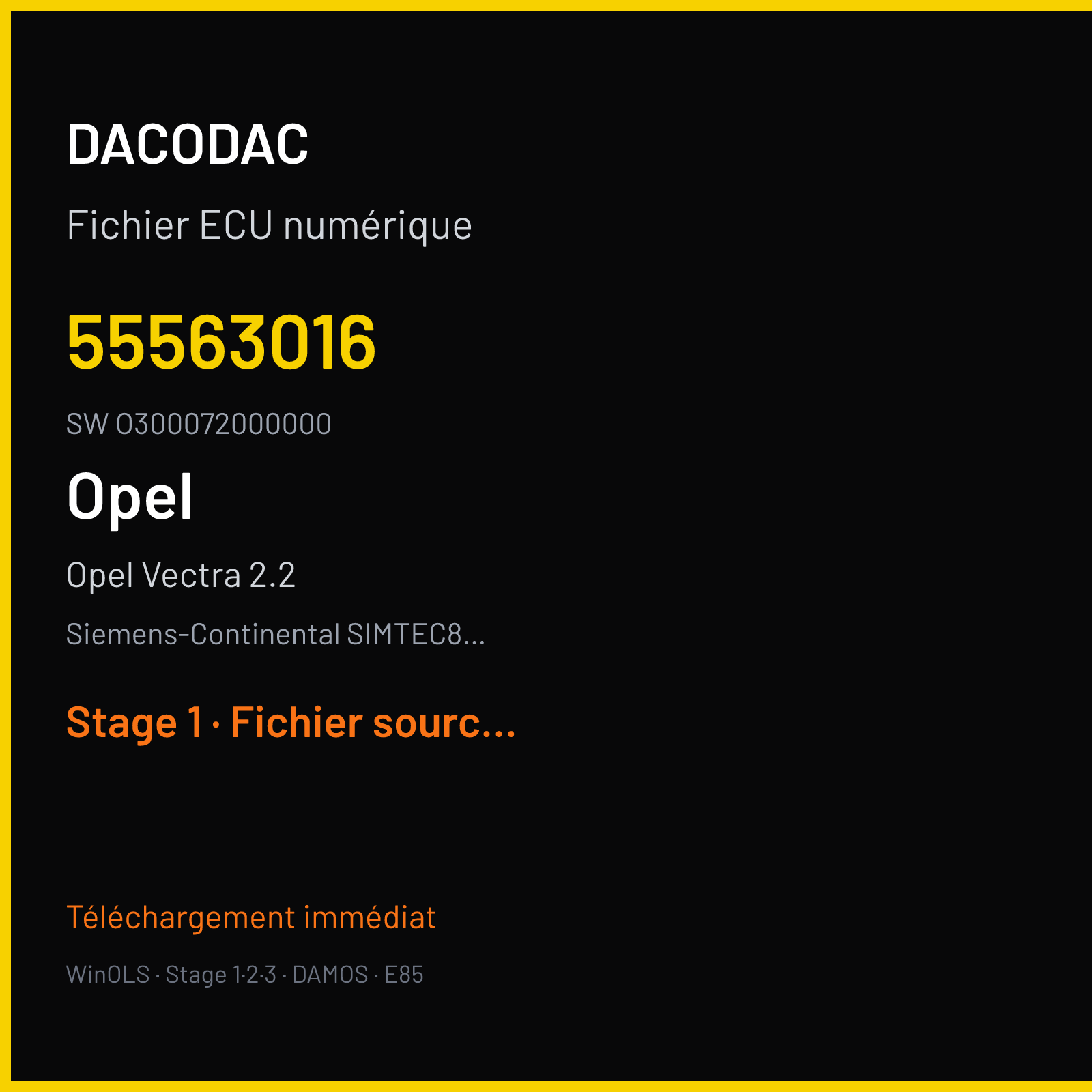 Opel Vectra 2.2 (2006) — Siemens-Continental SIMTEC81.1 — 55563016 · O300072000000 — Stage 1