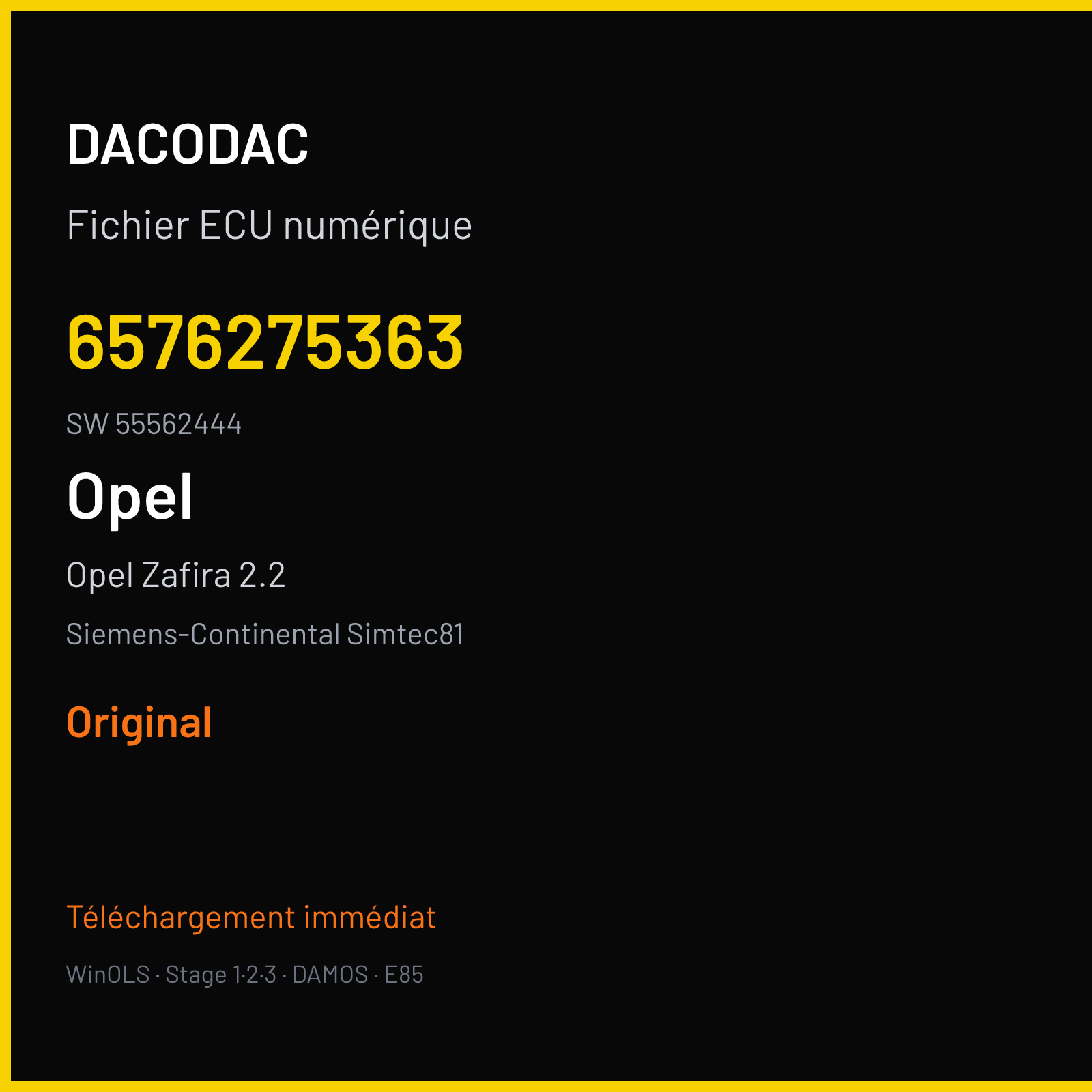 Opel Zafira 2.2 150 ch (2007) — Siemens-Continental Simtec81 — 6576275363 · 55562444 · O32900 — Original