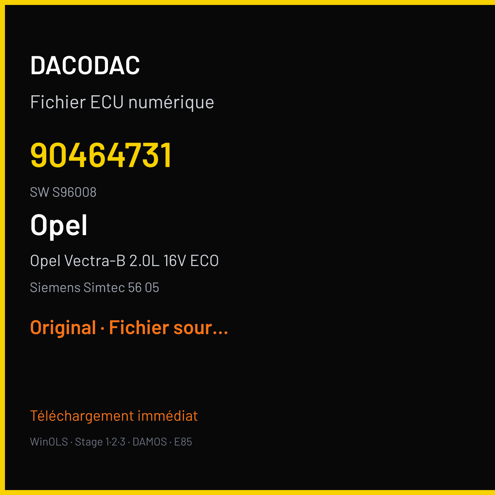 Opel Vectra-B 2.0L 16V ECO (1997) — Siemens Simtec 56 05 — 90464731 · S96008 — Original