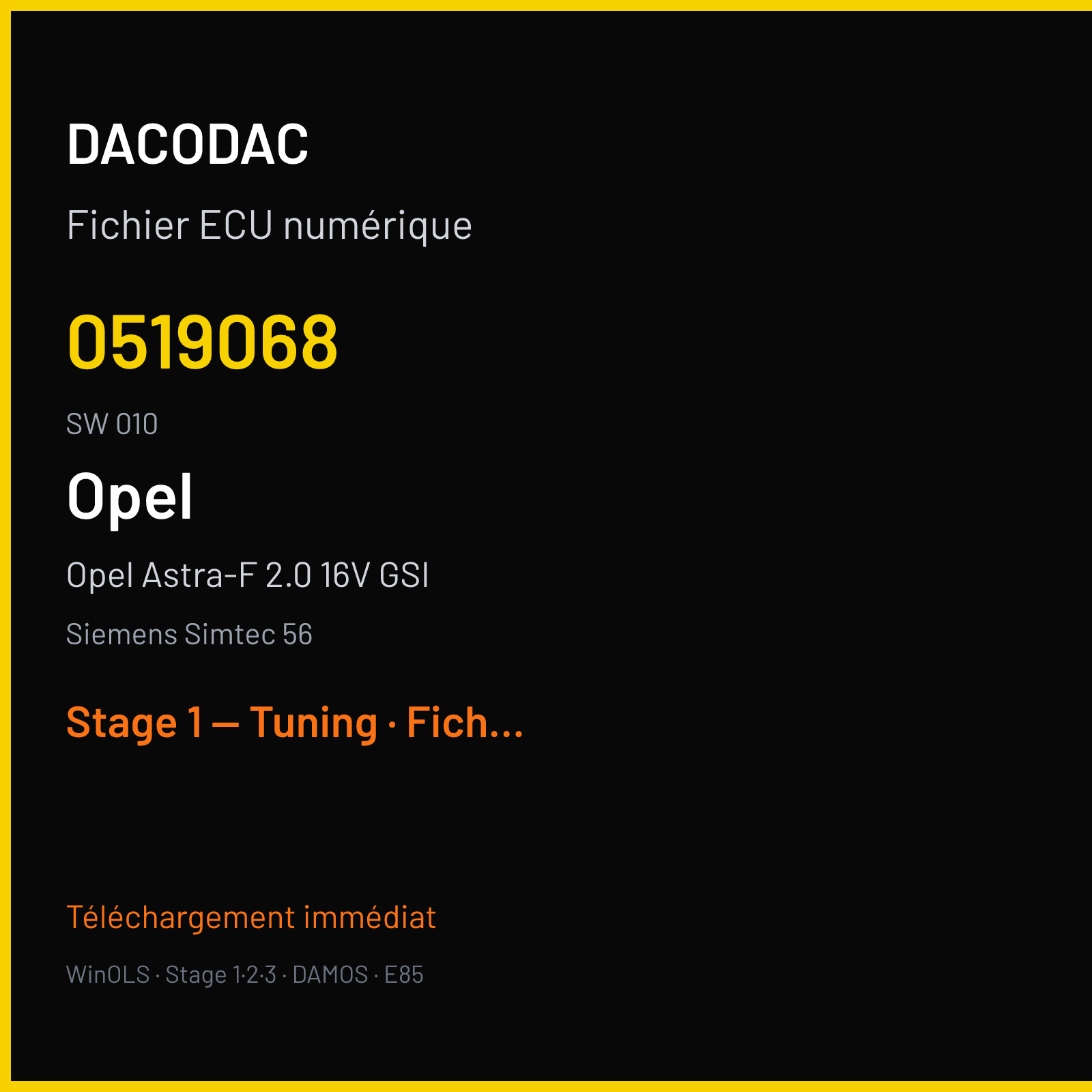 Opel Astra-F 2.0 16V GSI — Siemens Simtec 56 — 0519068 · 010 — Stage 1 — Tuning